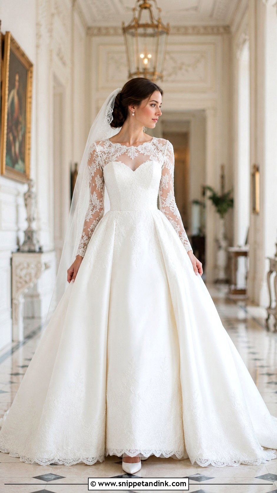 Long Sleeve Lace Wedding Dress Ballgown - Snippet and Ink - 20 Elegant Wedding Dress Ballgown Ideas