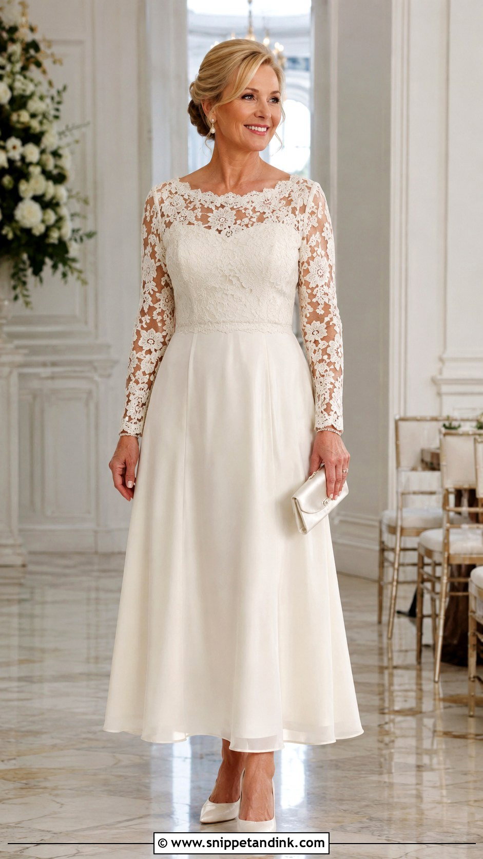 Long Sleeve Lace Wedding Dress For Women Over 50 - Snippet and Ink - 25 Over 50 Wedding Dress Ideas