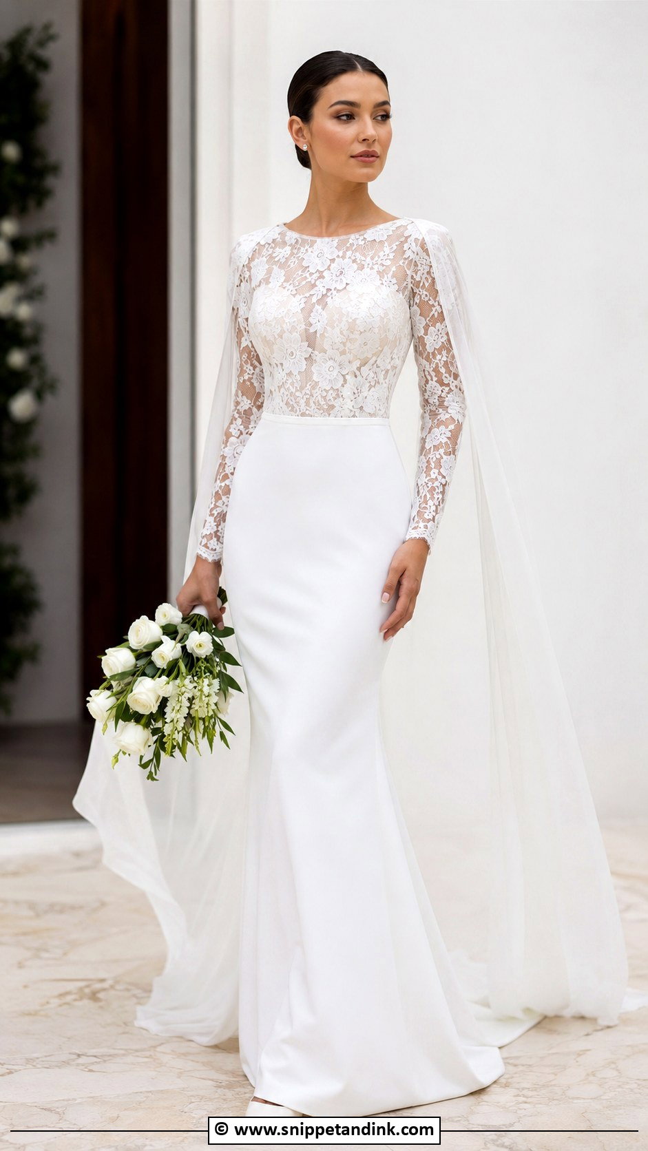 Long Sleeve Lace Wedding Dress With Cape - Snippet and Ink - 30 Long Sleeve Lace Wedding Dress Ideas