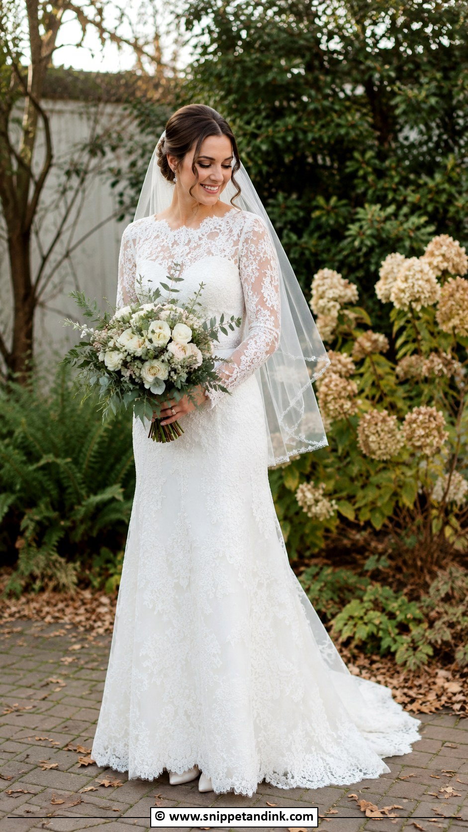 Long Sleeve Lace Wedding Dress With Low Pumps - Snippet and Ink - 30 Backyard Wedding Dress Ideas