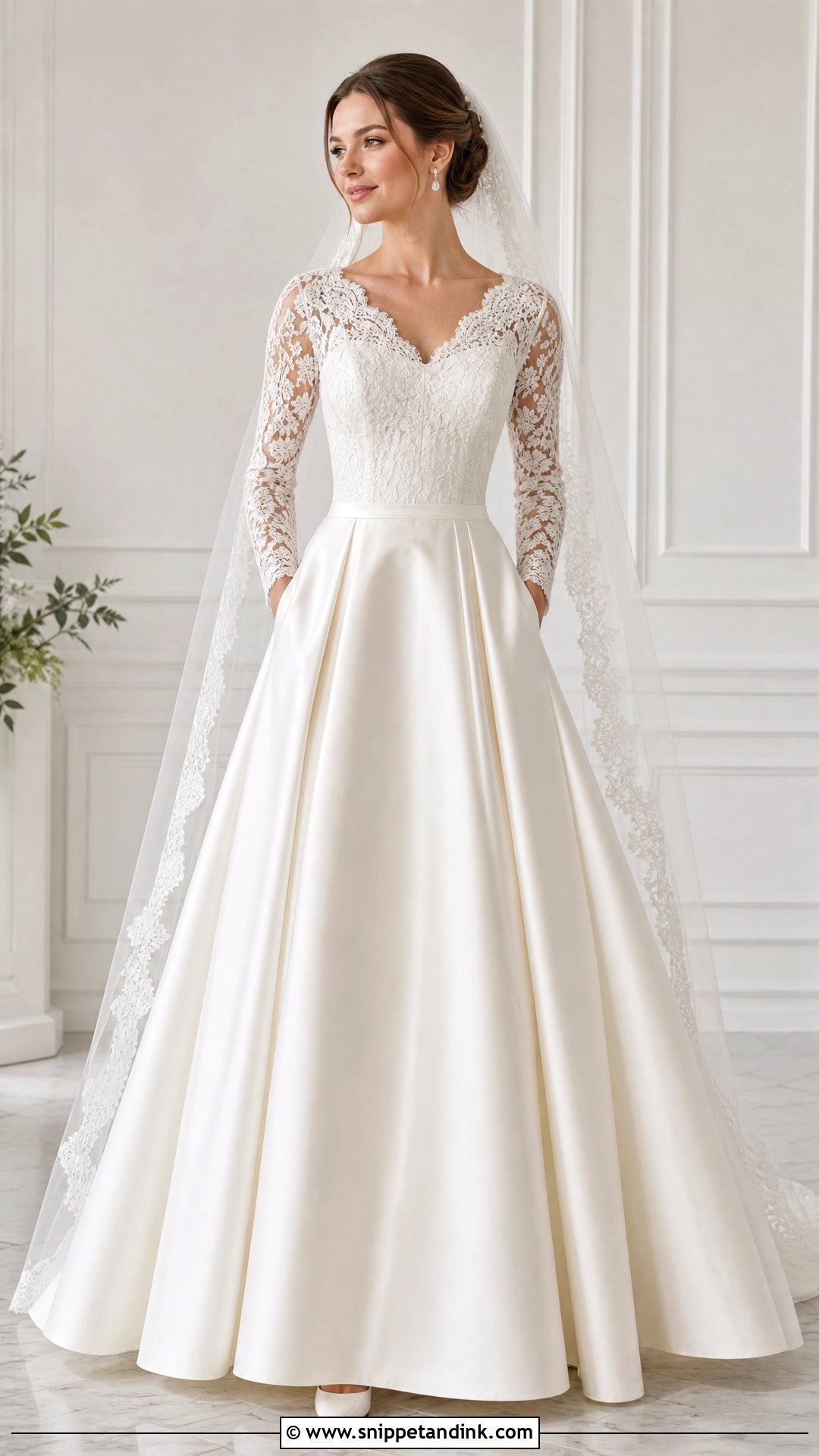 Long Sleeve Lace Wedding Dress With Pockets - Snippet and Ink - 20 Wedding Dresses with Pockets