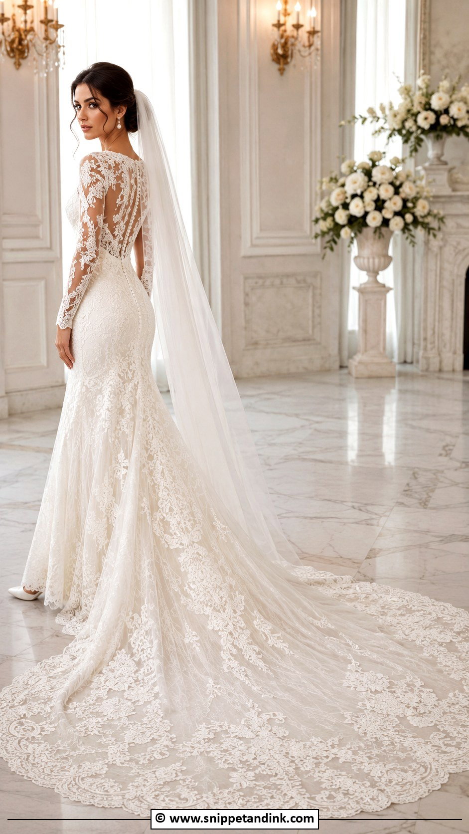 Long Sleeve Lace Wedding Dress With Train - Snippet and Ink - 30 Long Sleeve Lace Wedding Dress Ideas