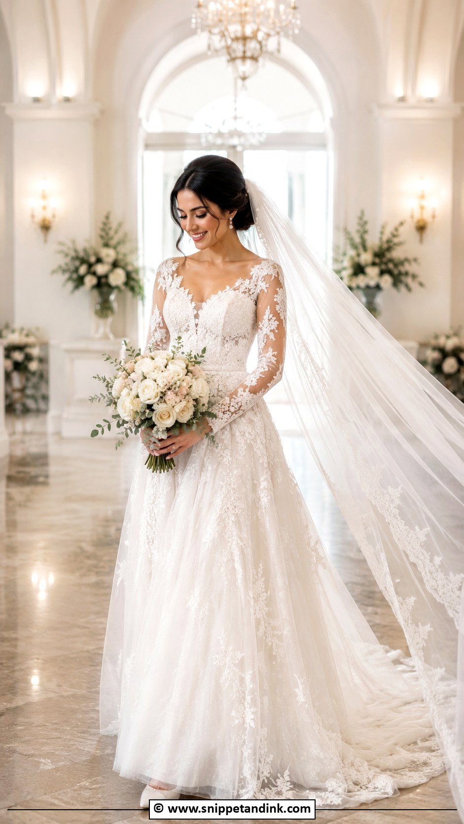 Long Sleeve Lace Wedding Dress With Veil - Snippet and Ink - 30 Long Sleeve Lace Wedding Dress Ideas
