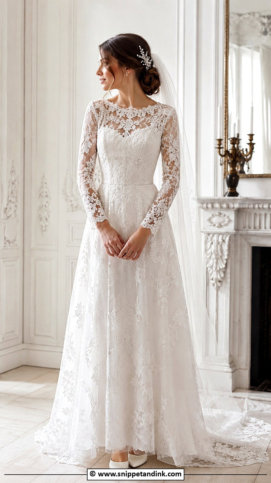 Long Sleeve Lace Wedding Gown - Snippet and Ink - 30 Classy Wedding Gown Ideas