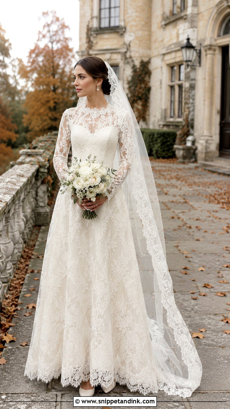 Long Sleeve Lace Wedding Gown - Snippet and Ink - 20 Brides Gown Ideas