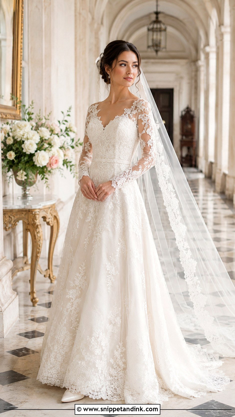 Long Sleeve Lace Wedding Gown - Snippet and Ink - 20 Latest Wedding Gowns Bridal Collection