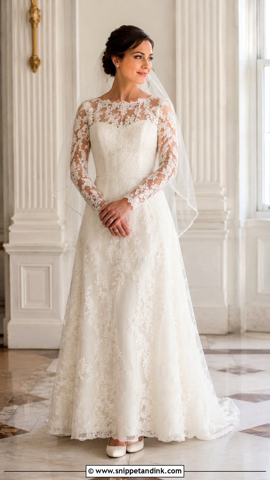 Long Sleeve Lace Wedding Gown - Snippet and Ink - 20 Long Wedding Gown Ideas