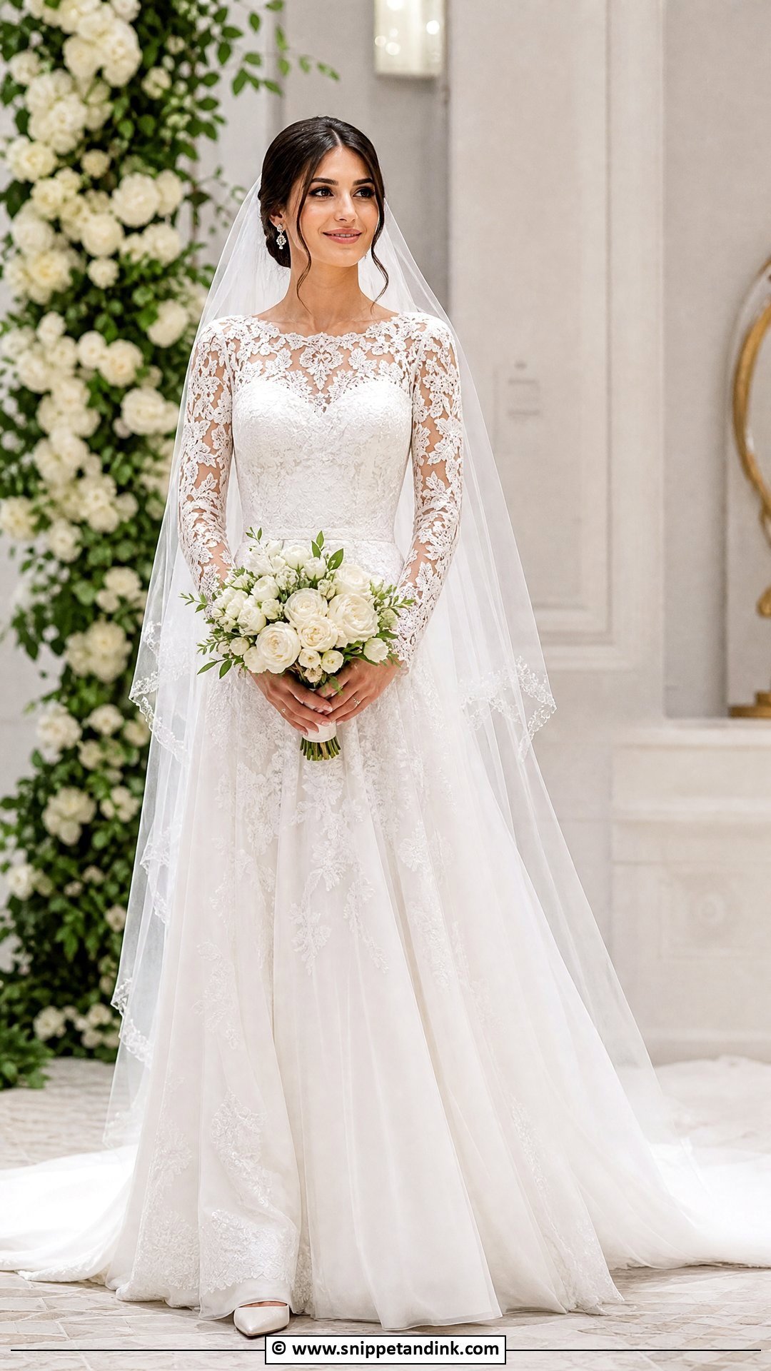 Long Sleeve Lace Wedding Gown - Snippet and Ink - 35 Latest Wedding Gowns