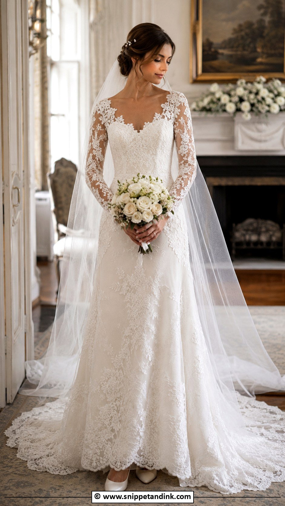 Long Sleeve Lace Wedding Gown - Snippet and Ink - 35 Wedding Gown Ideas