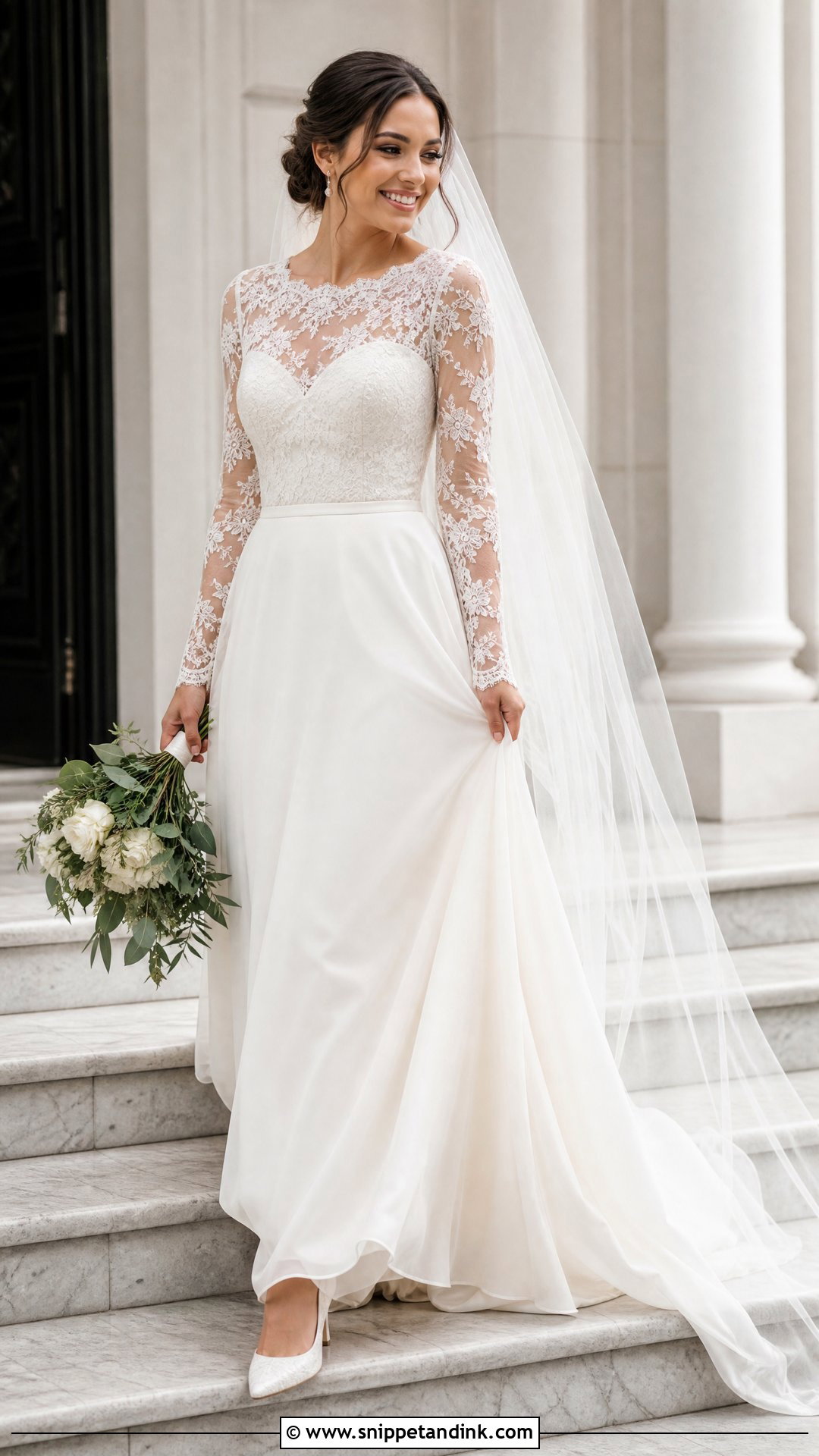 Long Sleeve Lace Wedding Gown - Snippet and Ink - 25 Elegant Wedding Gown Ideas