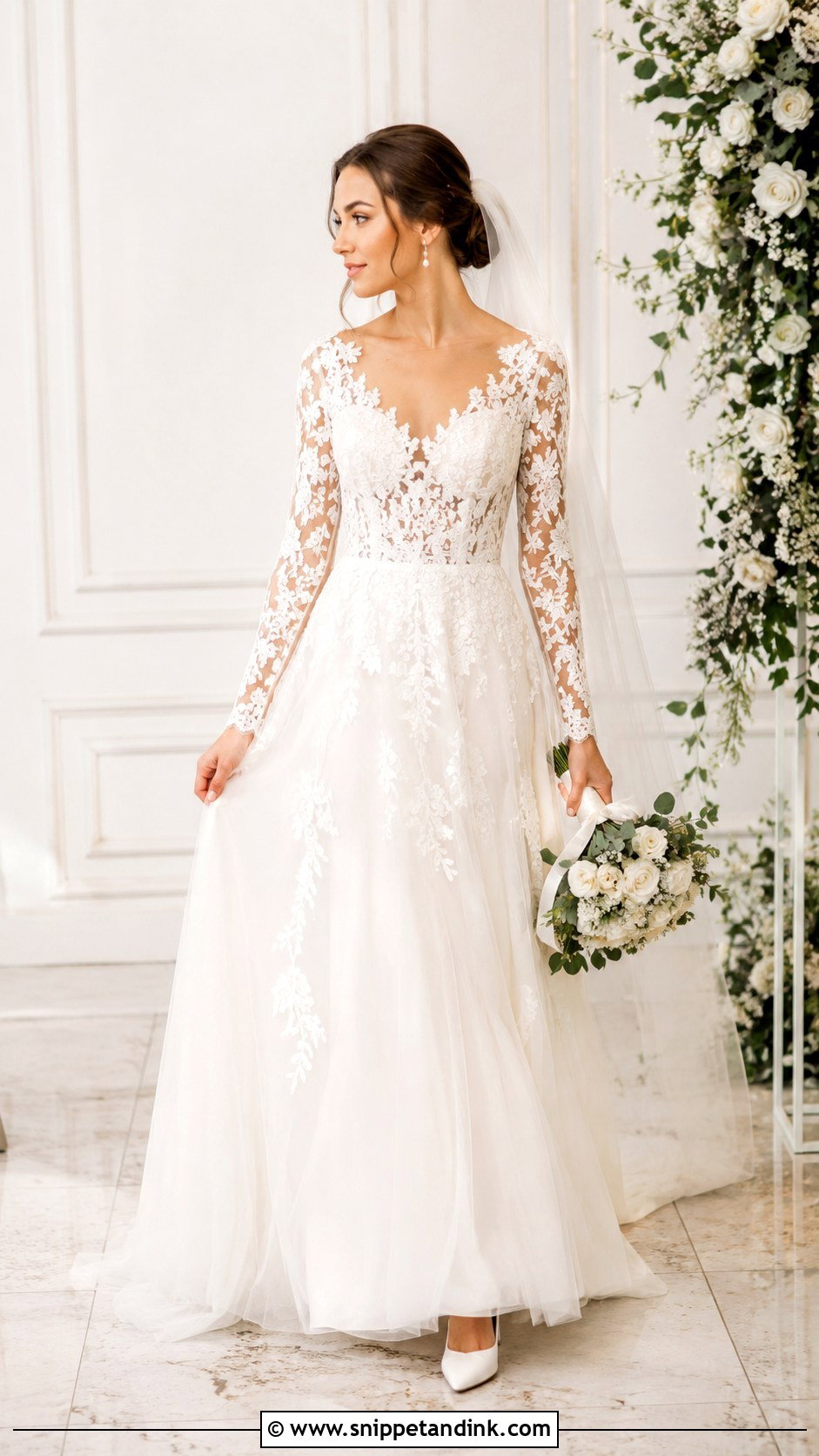 Long Sleeve Lace Wedding Gown - Snippet and Ink - 25 Unique Wedding Gowns