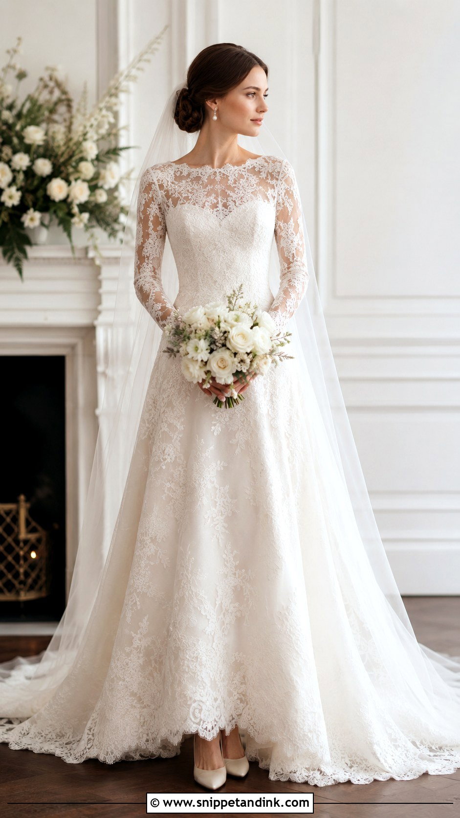 Long Sleeve Lace Wedding Gown - Snippet and Ink - 25 Beautiful Wedding Gowns