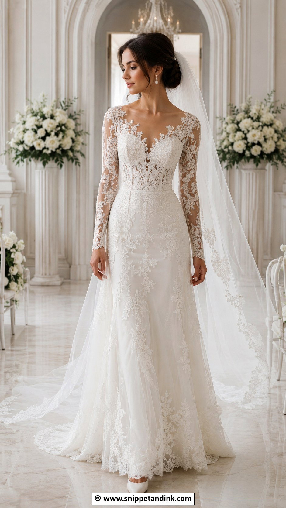 Long Sleeve Lace Wedding Gown - Snippet and Ink - 25 Lace Wedding Gown Ideas