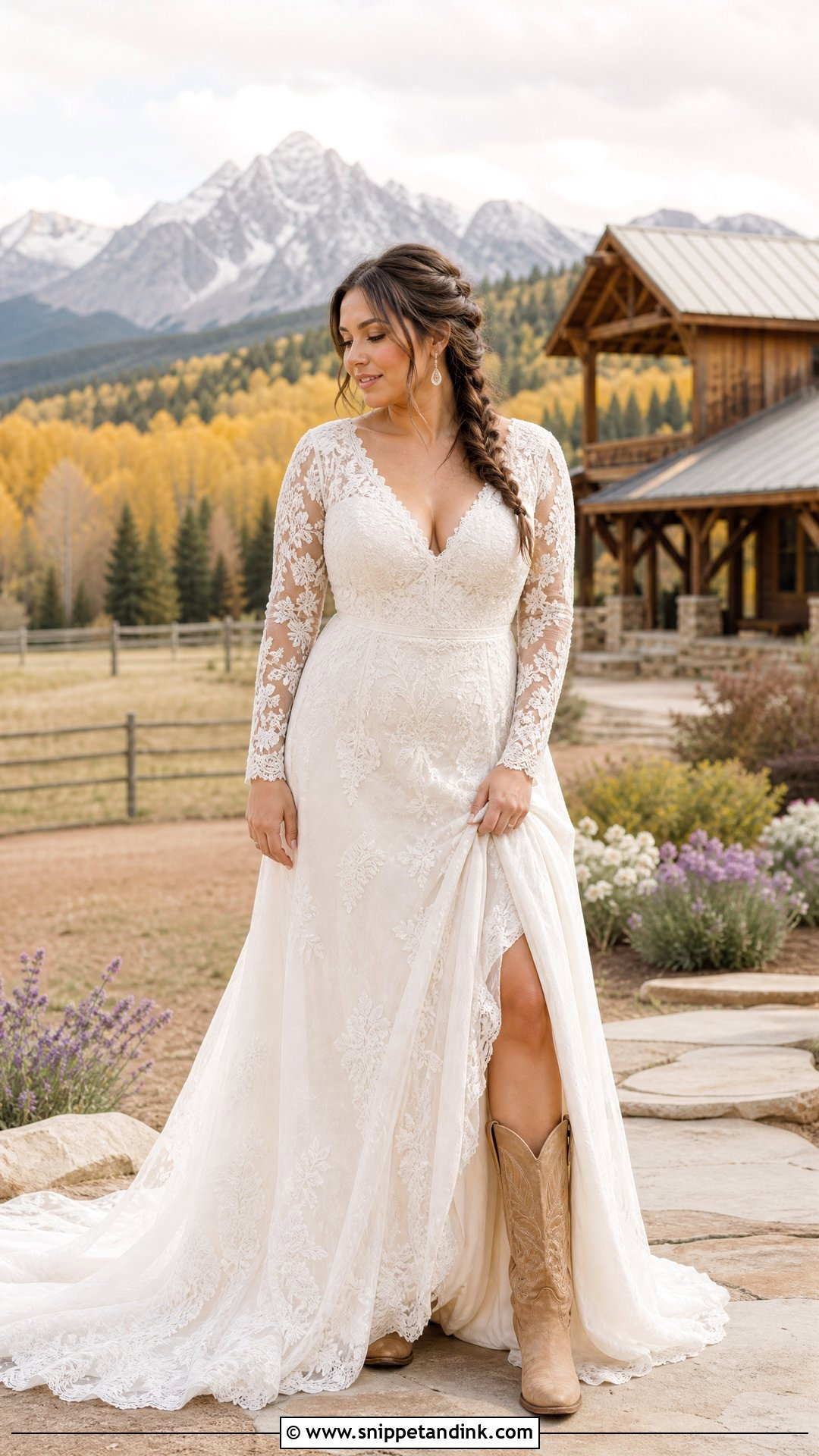 Long Sleeve Lace Western Wedding Dress - Snippet and Ink - 20 Simple Western Wedding Dress Ideas