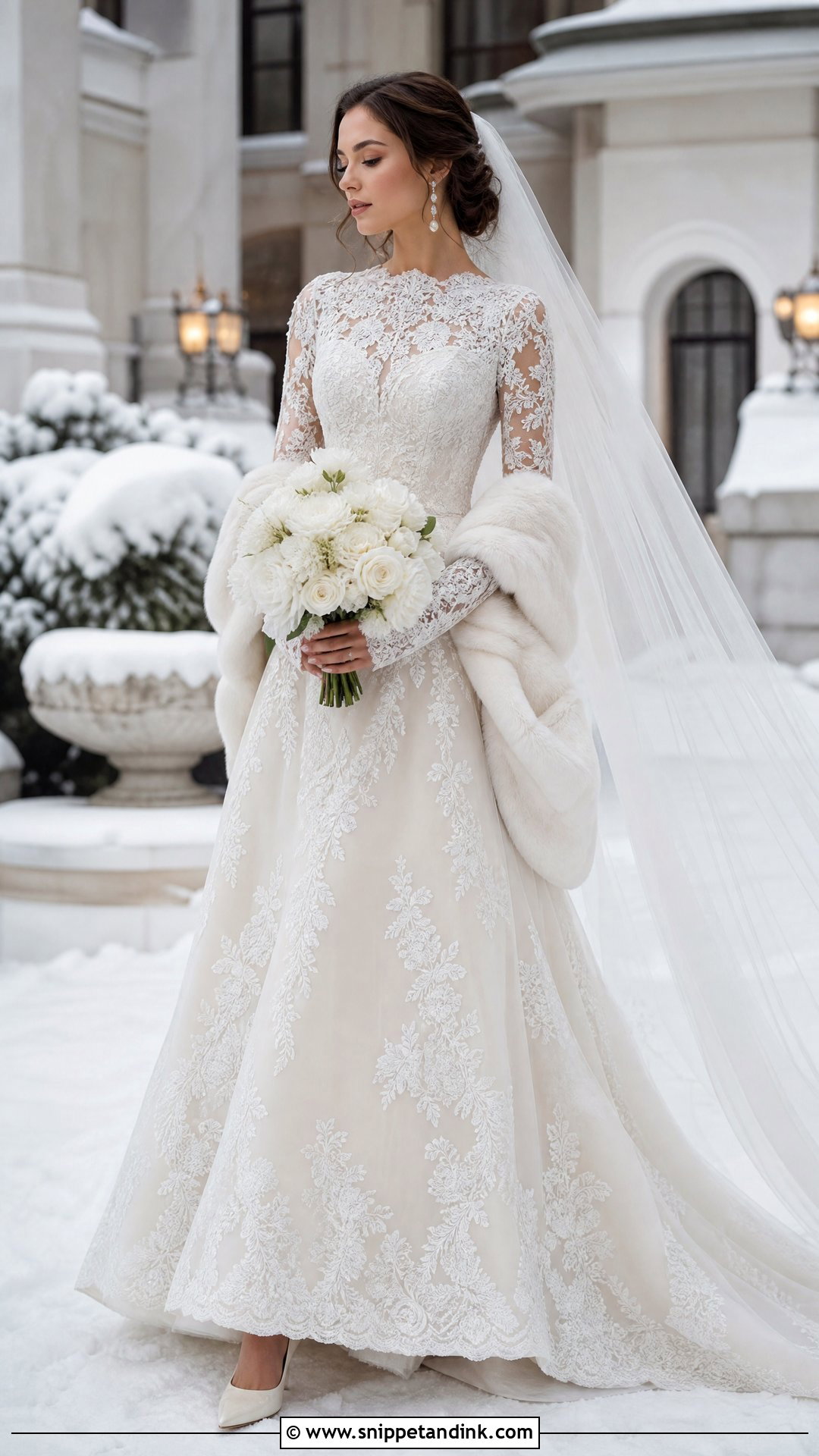Long Sleeve Lace Winter Wedding Dress - Snippet and Ink - 20 Wedding Dress for Winter Ideas