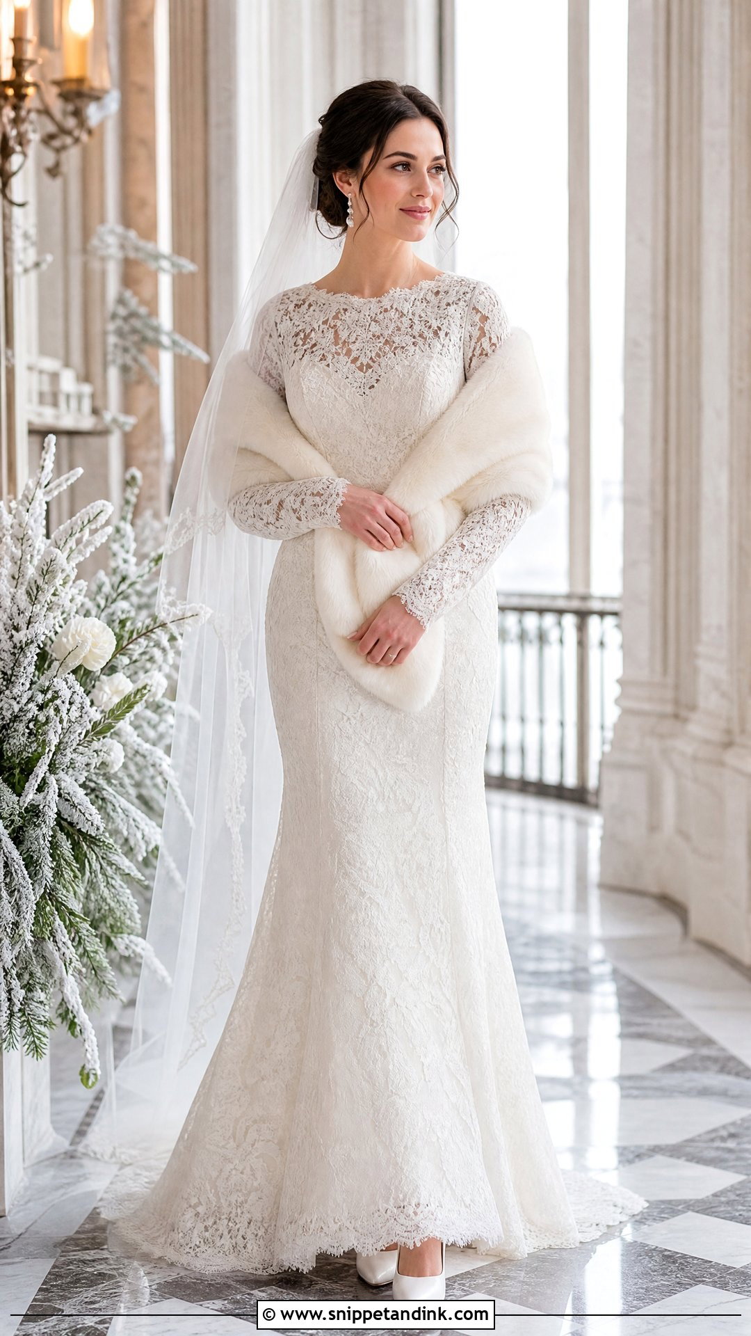 Long Sleeve Lace Winter Wedding Gown - Snippet and Ink - 25 Winter Wedding Gowns