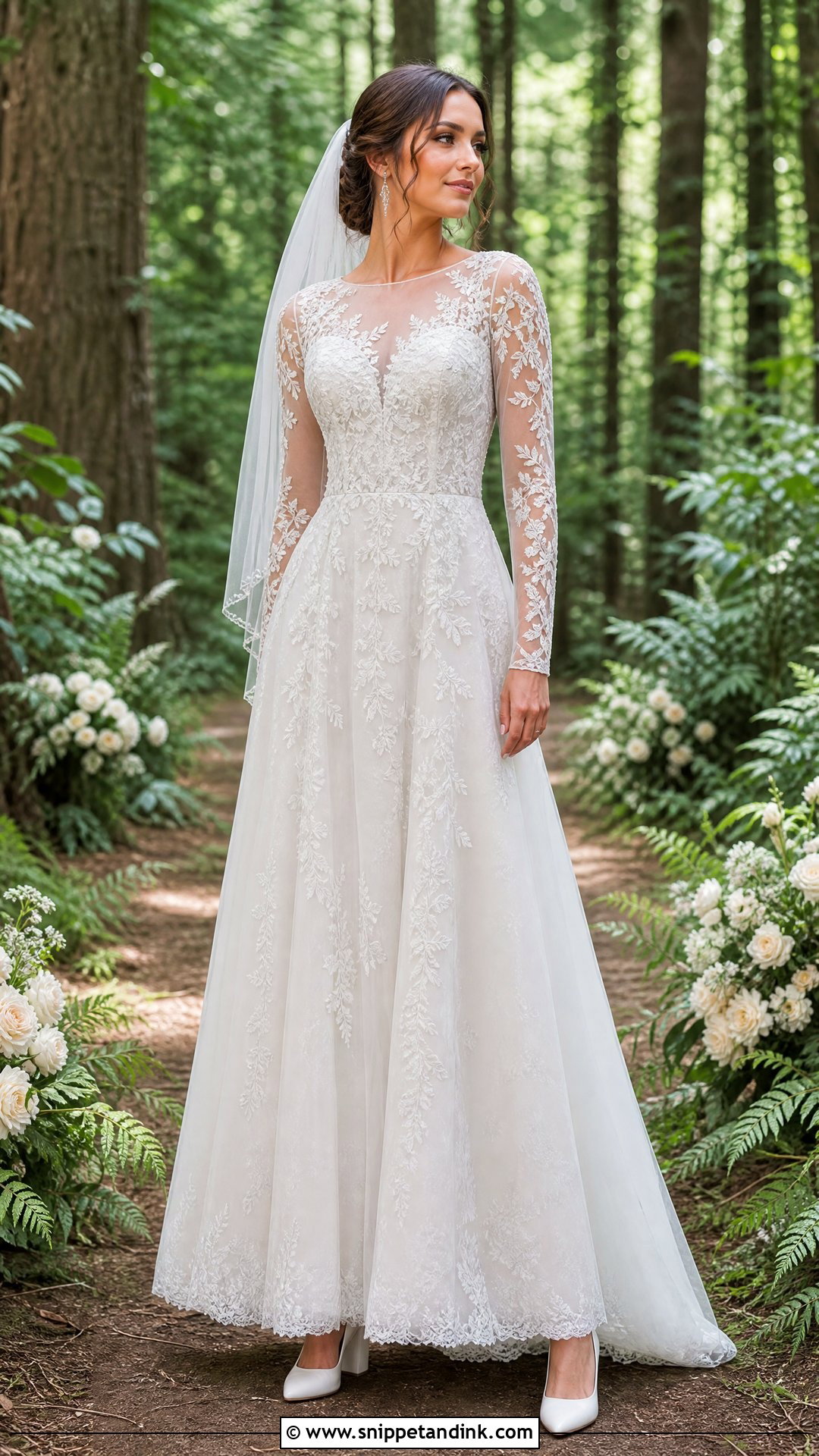 Long Sleeve Lace Woodland Wedding Dress - Snippet and Ink - 25 Woodland Wedding Dress Ideas