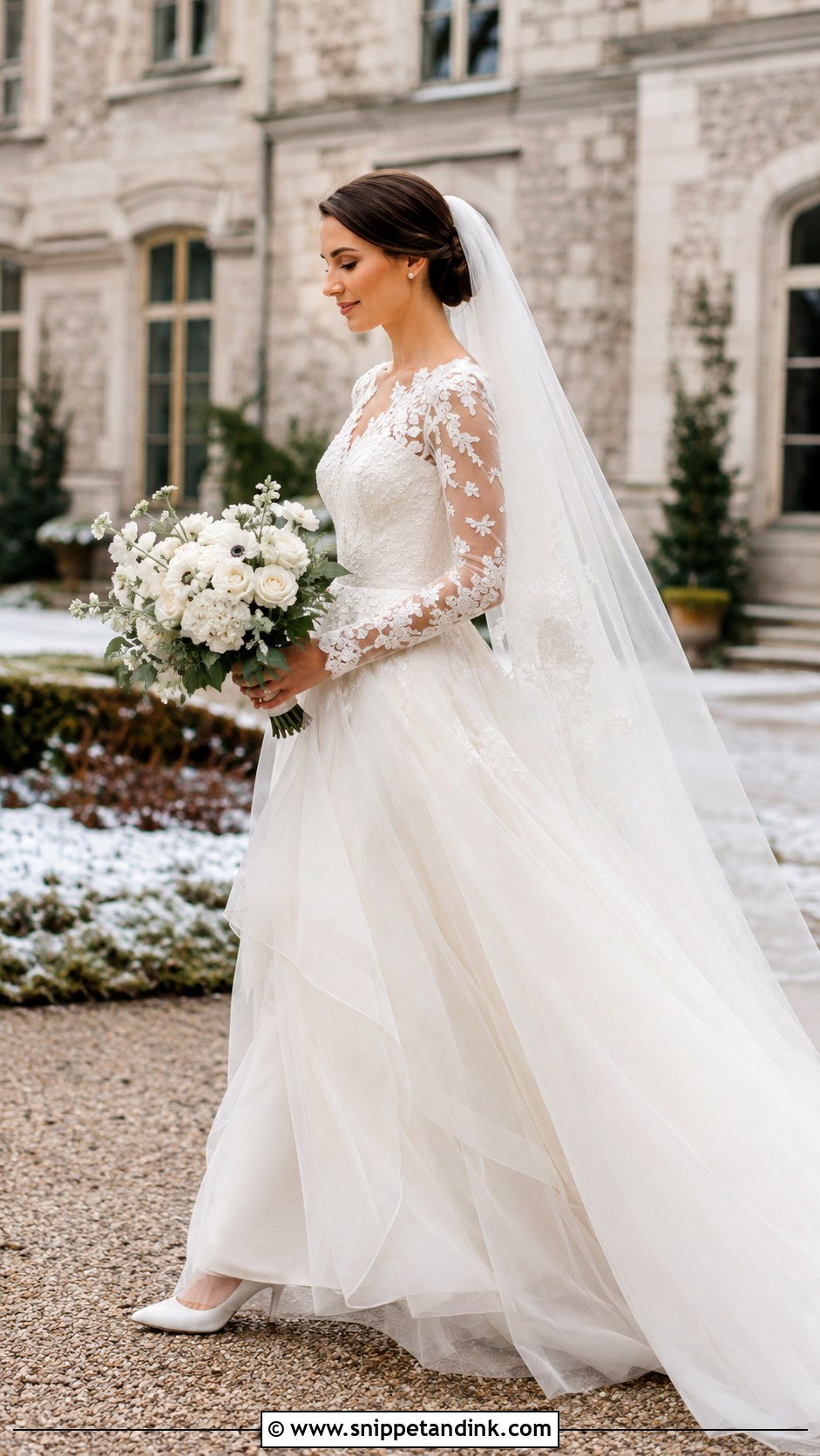 Long Sleeve Layered Tulle Wedding Dress - Snippet and Ink - 20 Layered Tulle Wedding Dress Ideas