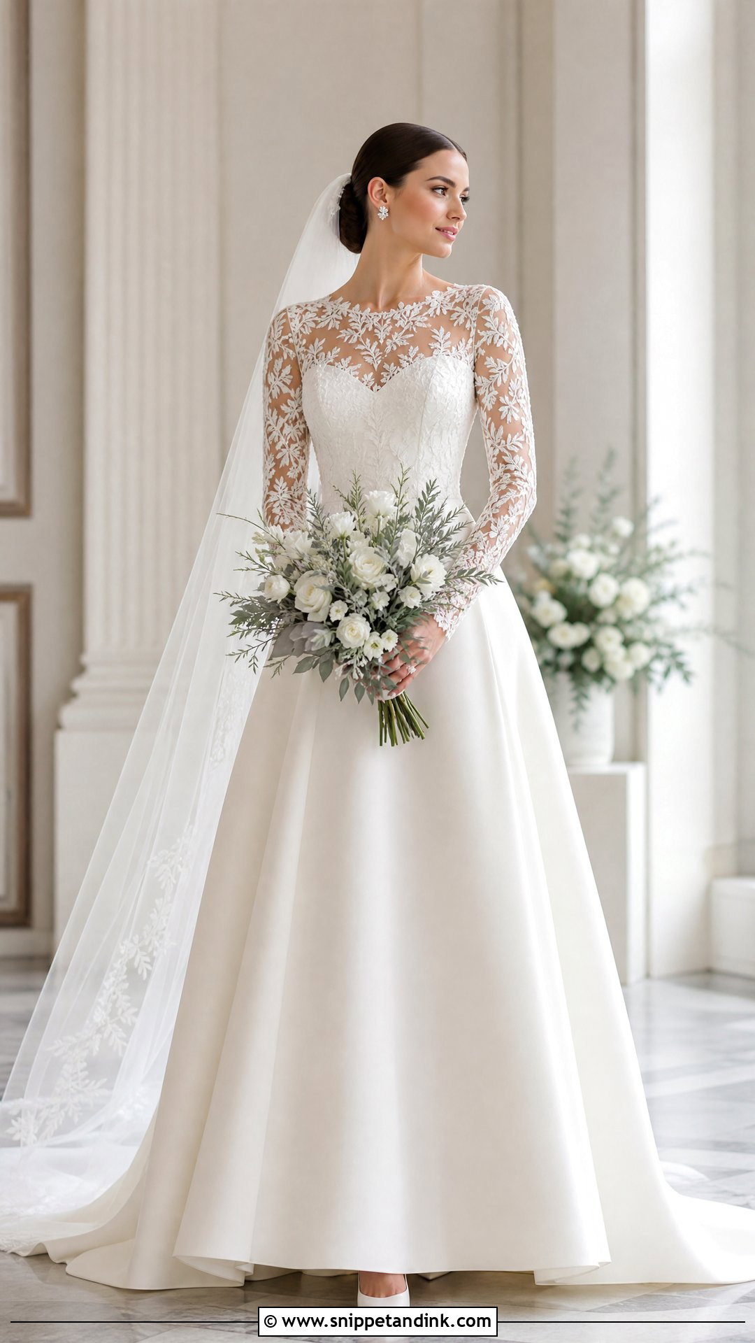 Long Sleeve Leaf Lace Wedding Dress - Snippet and Ink - 20 Wedding Dress Leaves Ideas