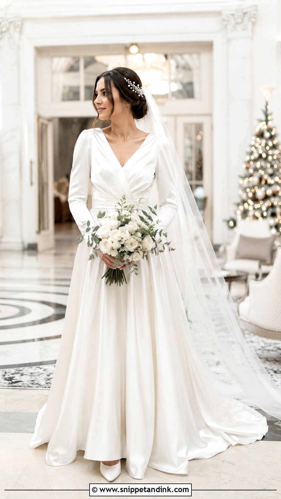 Long Sleeve Liquid Satin Wedding Dress - Snippet and Ink - 20 Liquid Satin Wedding Dress Ideas