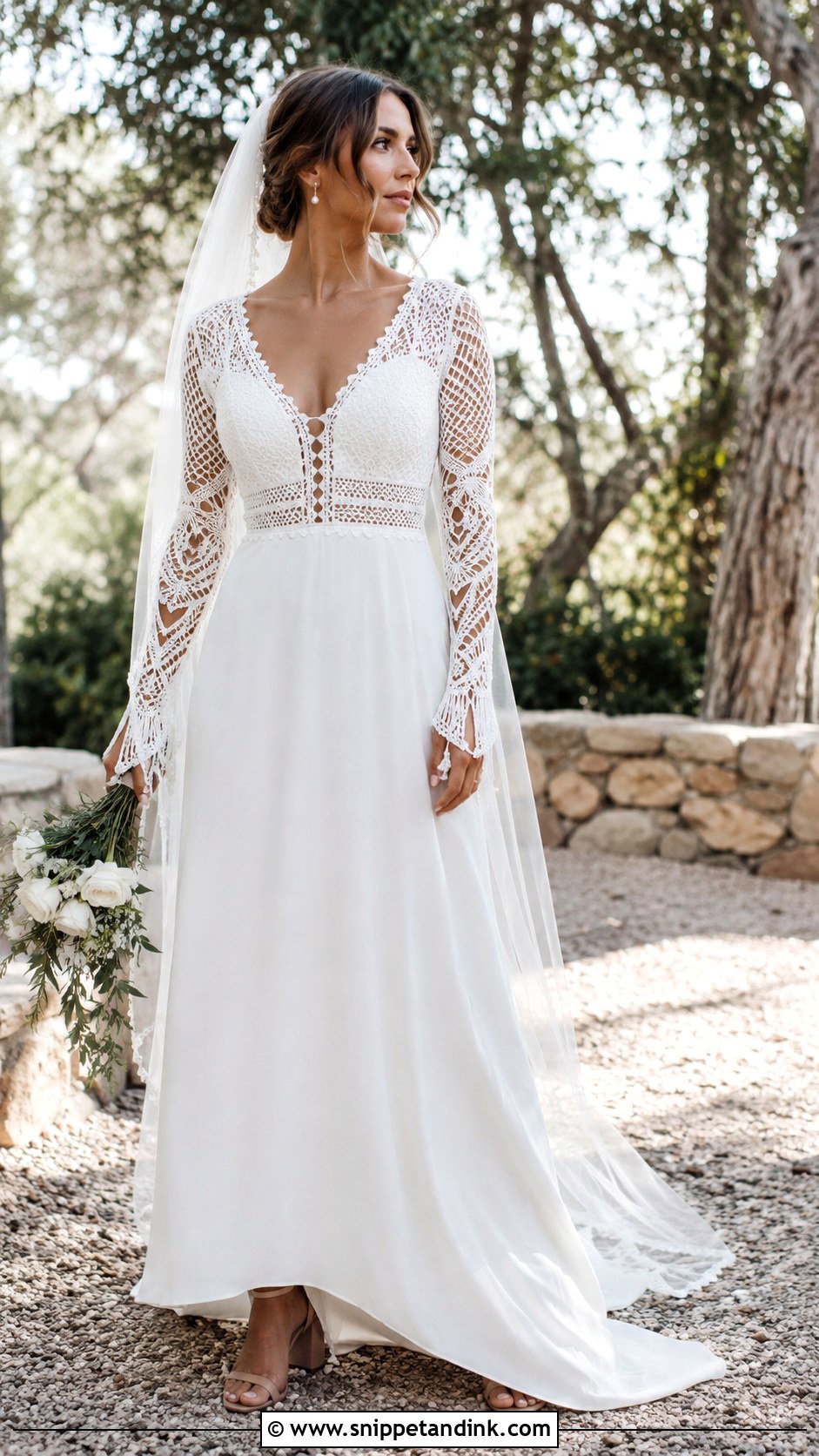 Long Sleeve Macrame Wedding Dress - Snippet and Ink - 20 Macrame Wedding Dress Ideas