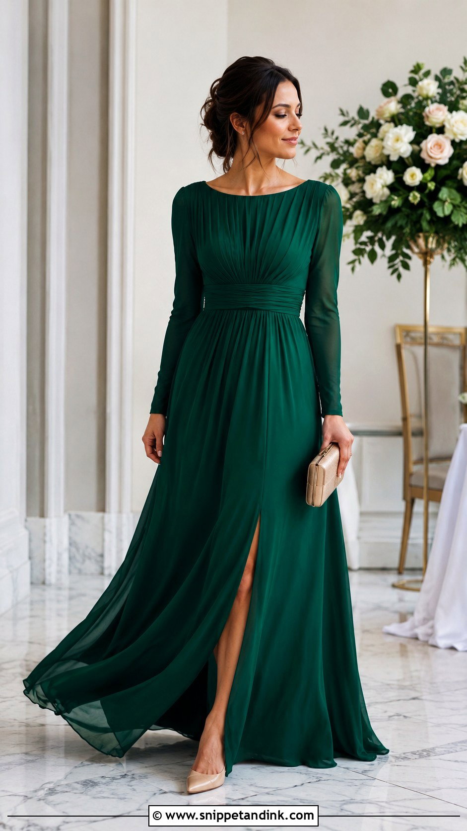 Long Sleeve Maid Of Honor Gown - Snippet and Ink - 30 Maid of Honor Gown Ideas
