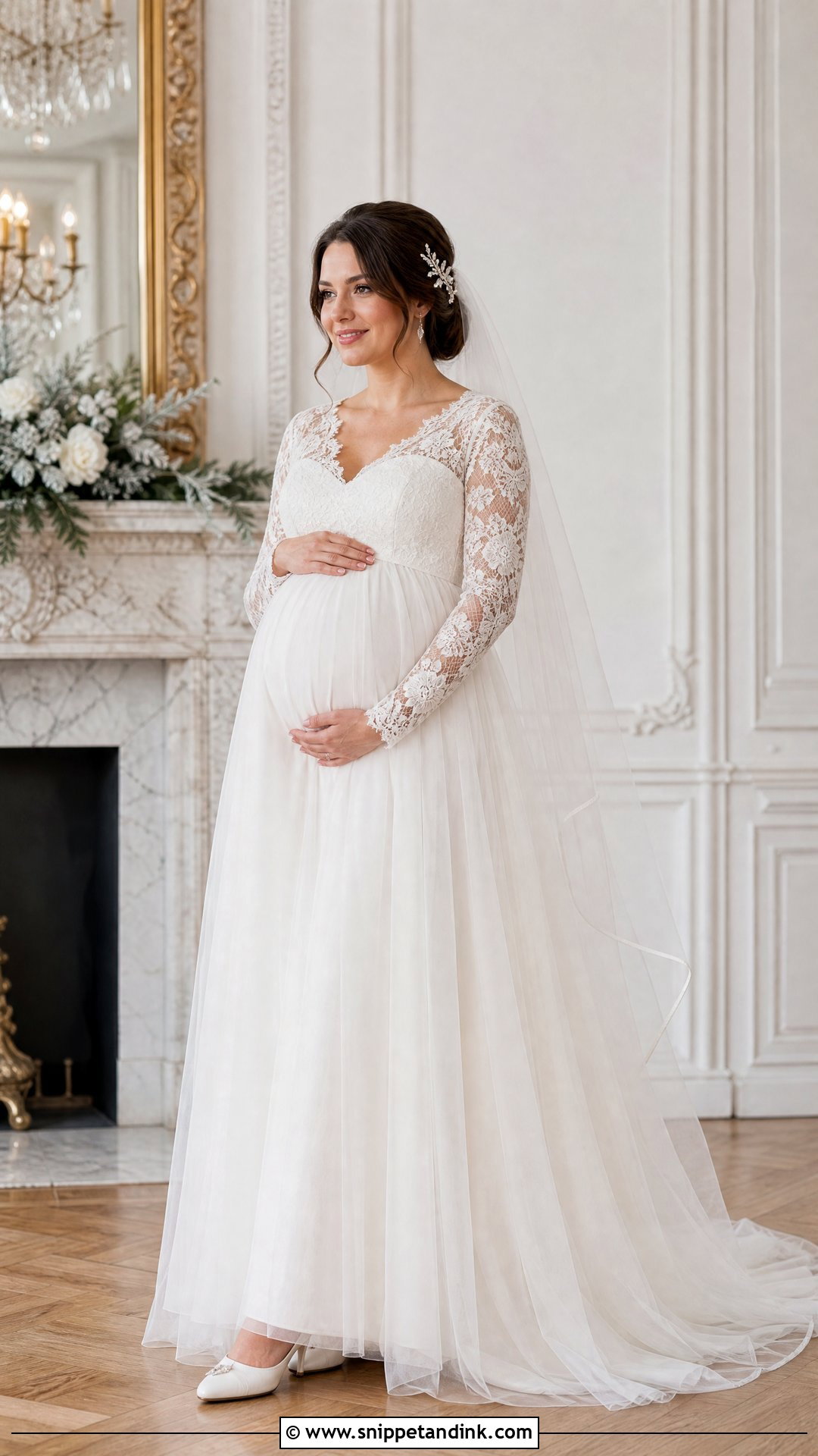 Long Sleeve Maternity Bridal Gown - Snippet and Ink - 25 Maternity Bridal Gowns