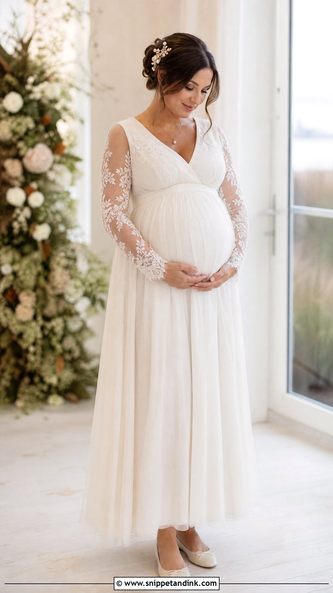 Long Sleeve Maternity Wedding Dress - Snippet and Ink - 20 Simple Wedding Dress for Pregnant Bride Ideas