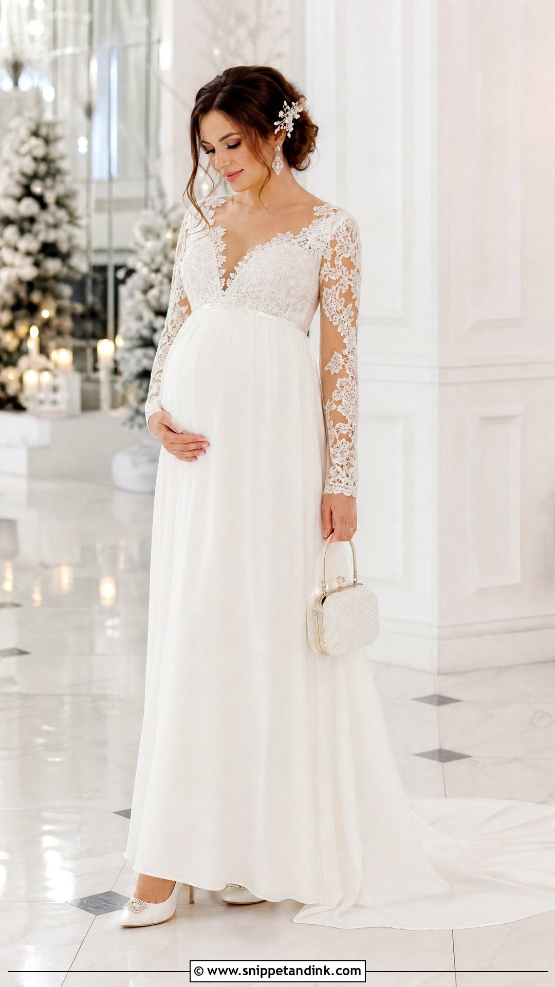 Long Sleeve Maternity Wedding Gown - Snippet and Ink - 20 Wedding Gown for Pregnant Brides Ideas