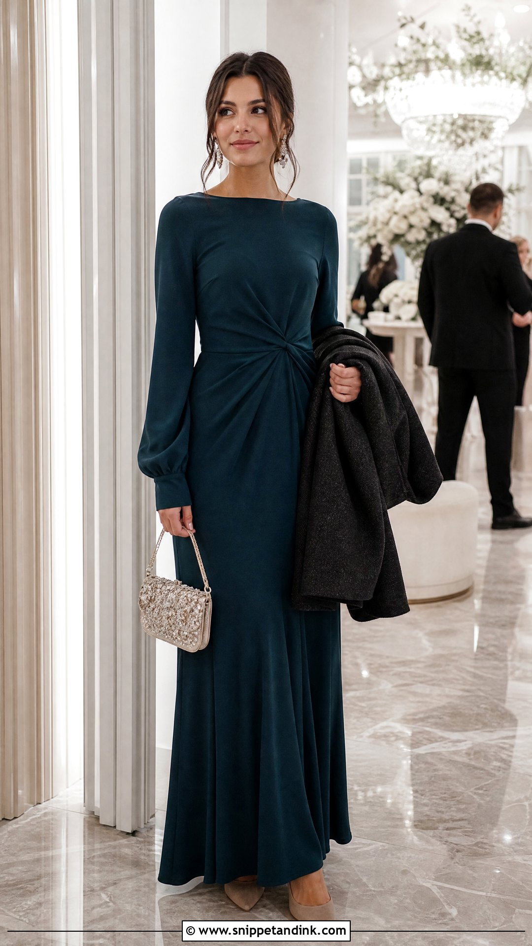 Long Sleeve Maxi Dress Wedding OOTD - Snippet and Ink - 20 Wedding Ootd Ideas
