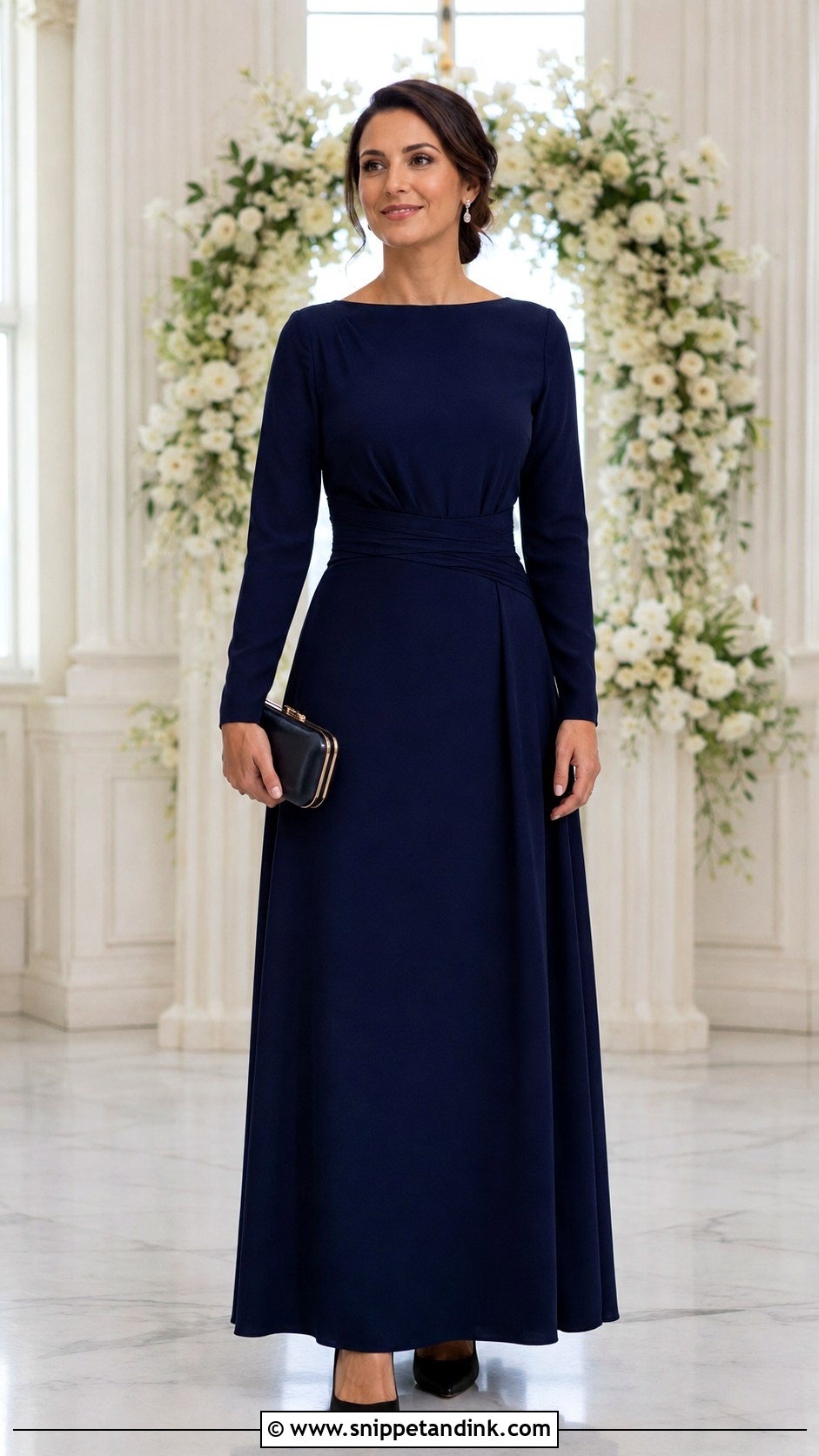 Long Sleeve Maxi Dress Wedding Officiant Outfit - Snippet and Ink - 20 Wedding Officiant Attire Women Ideas