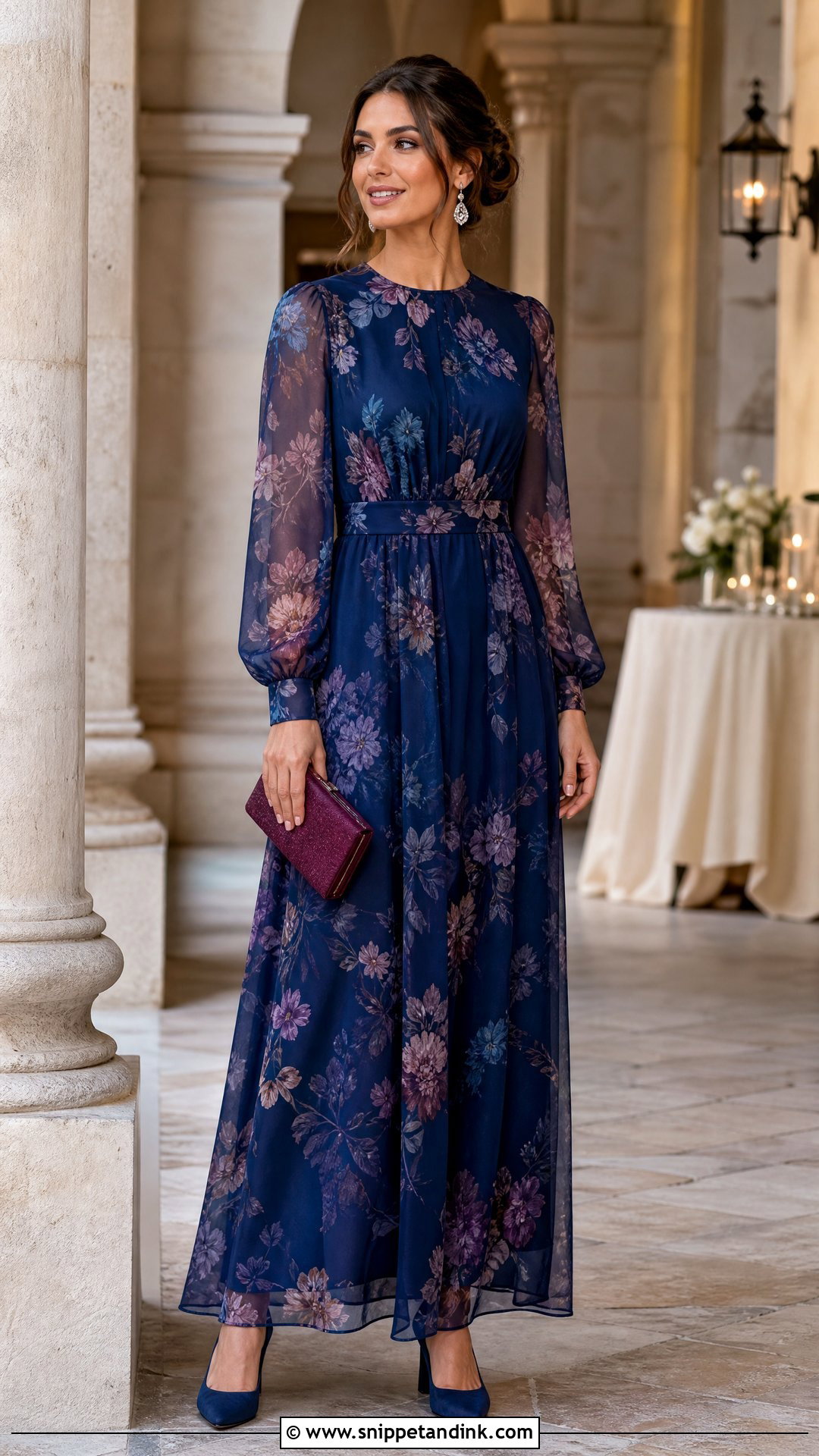 Long Sleeve Maxi Dress for a Spring Wedding - Snippet and Ink - 20 Spring Wedding Attire Ideas