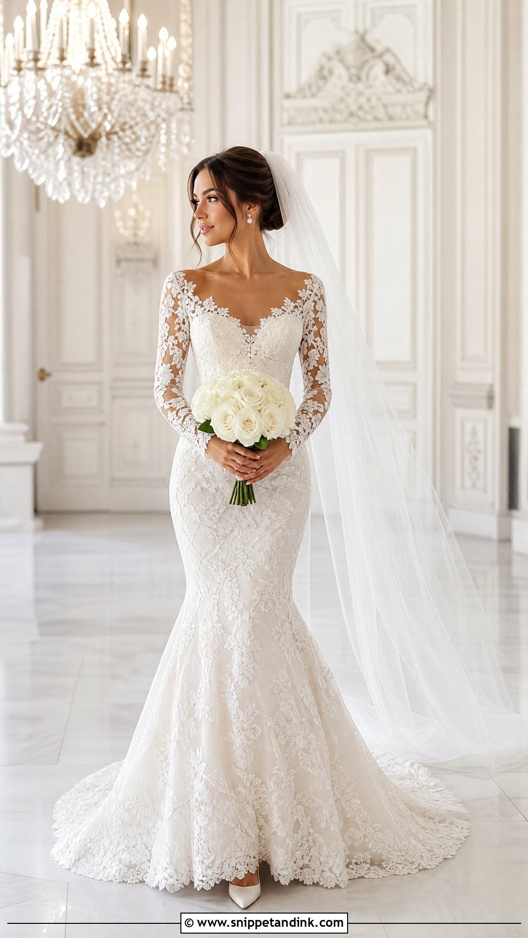 Long Sleeve Mermaid Lace Wedding Dress - Snippet and Ink - 25 Fitted Lace Wedding Dress with Sleeves