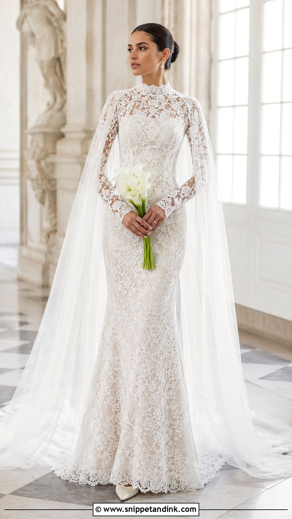 Long Sleeve Mermaid Wedding Dress - Snippet and Ink - 20 Lilly Collin’s Wedding Dress Ideas