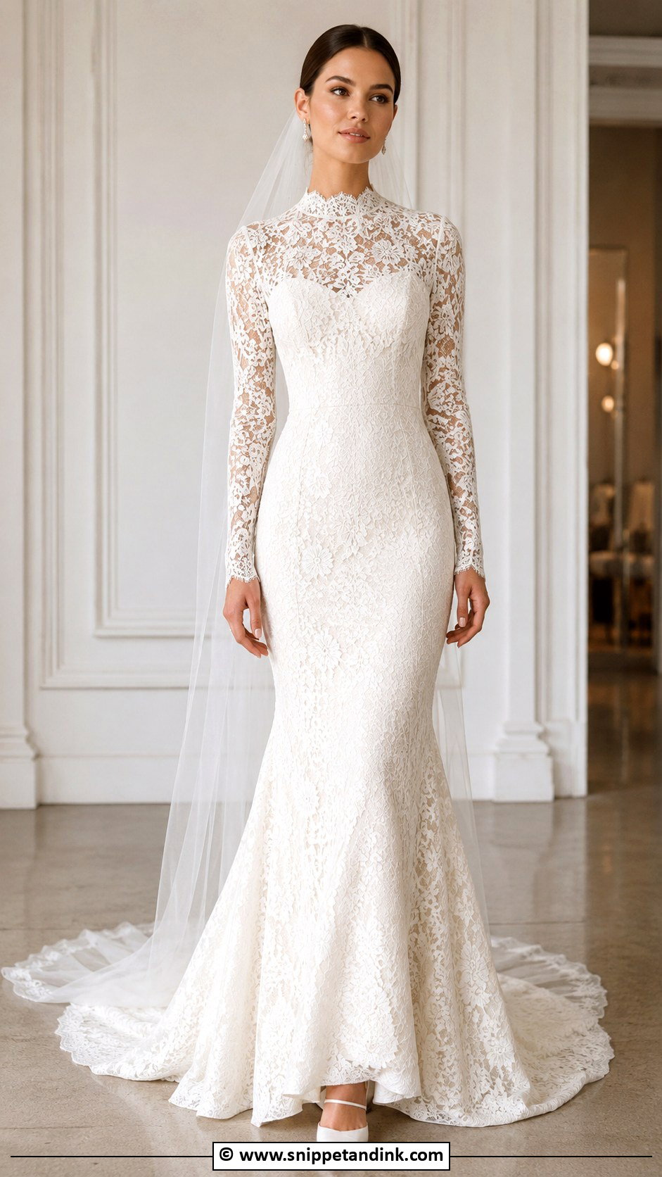 Long Sleeve Mermaid Wedding Dress - Snippet and Ink - 30 Conservative Wedding Dress Ideas