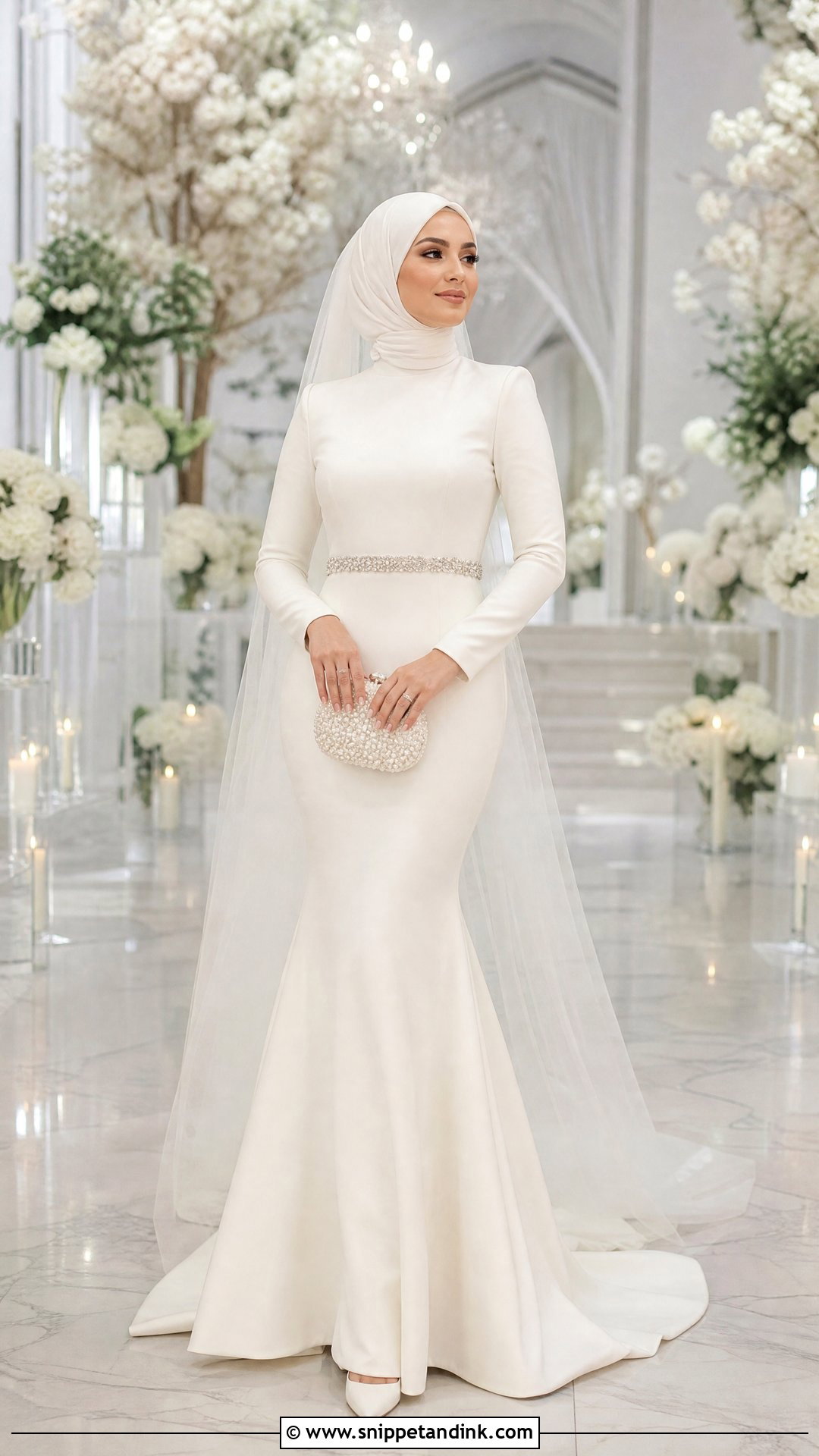 Long Sleeve Mermaid Wedding Dress With Hijab - Snippet and Ink - 20 Wedding Dresses with Hijab