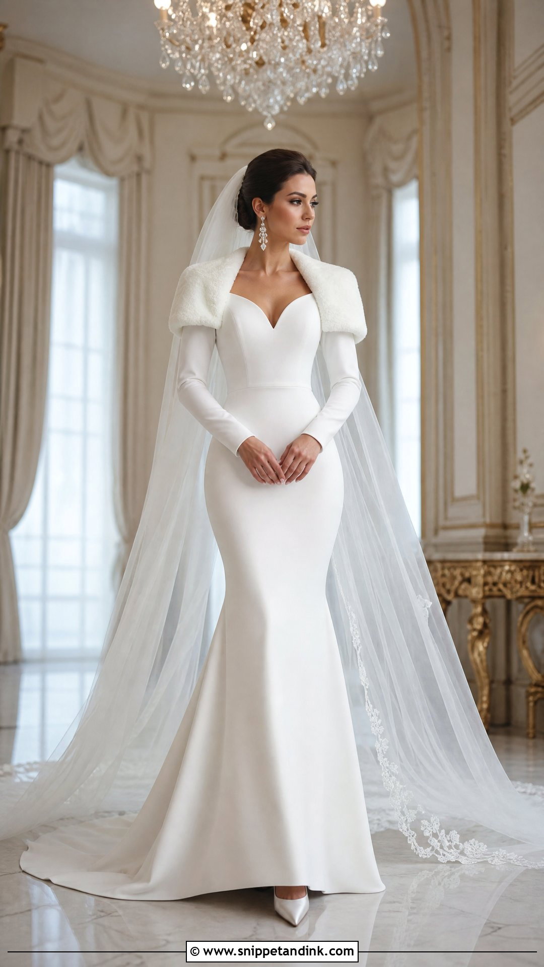 Long Sleeve Mermaid Winter Wedding Dress - Snippet and Ink - 20 Simple Winter Wedding Dress Ideas