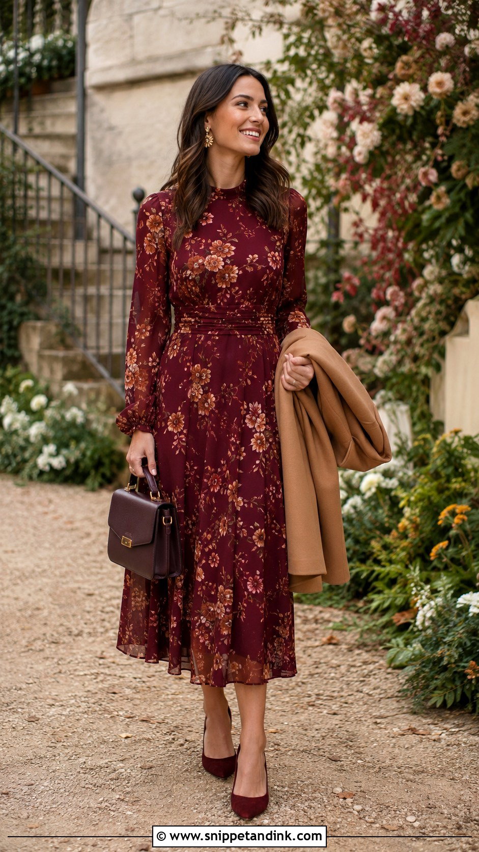 Long Sleeve Midi Dress Afternoon Wedding Outfit - Snippet and Ink - 20 Afternoon Wedding Outfit Ideas