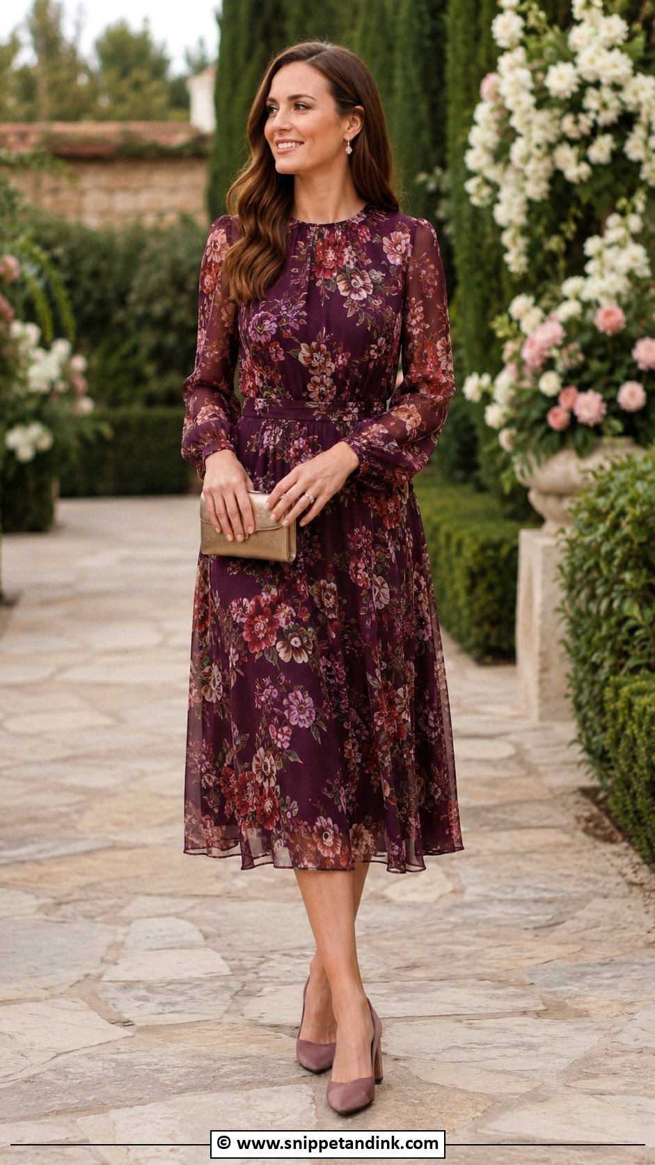 Long Sleeve Midi Dress Garden Cocktail Attire - Snippet and Ink - 25 Garden Cocktail Attire Wedding Ideas