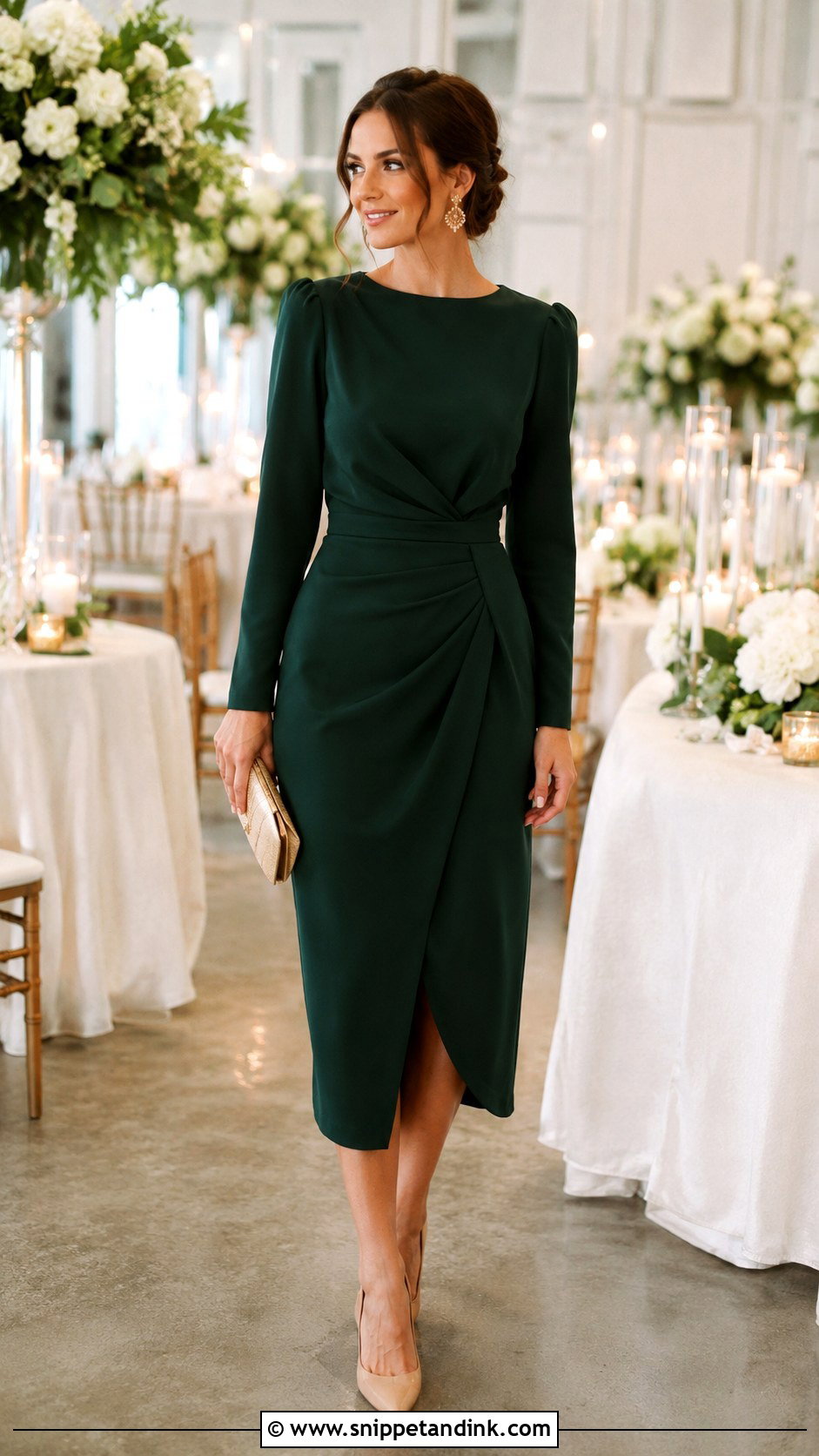 Long Sleeve Midi Dress Wedding Attire - Snippet and Ink - 25 Semi Formal Wedding Attire for Women Ideas