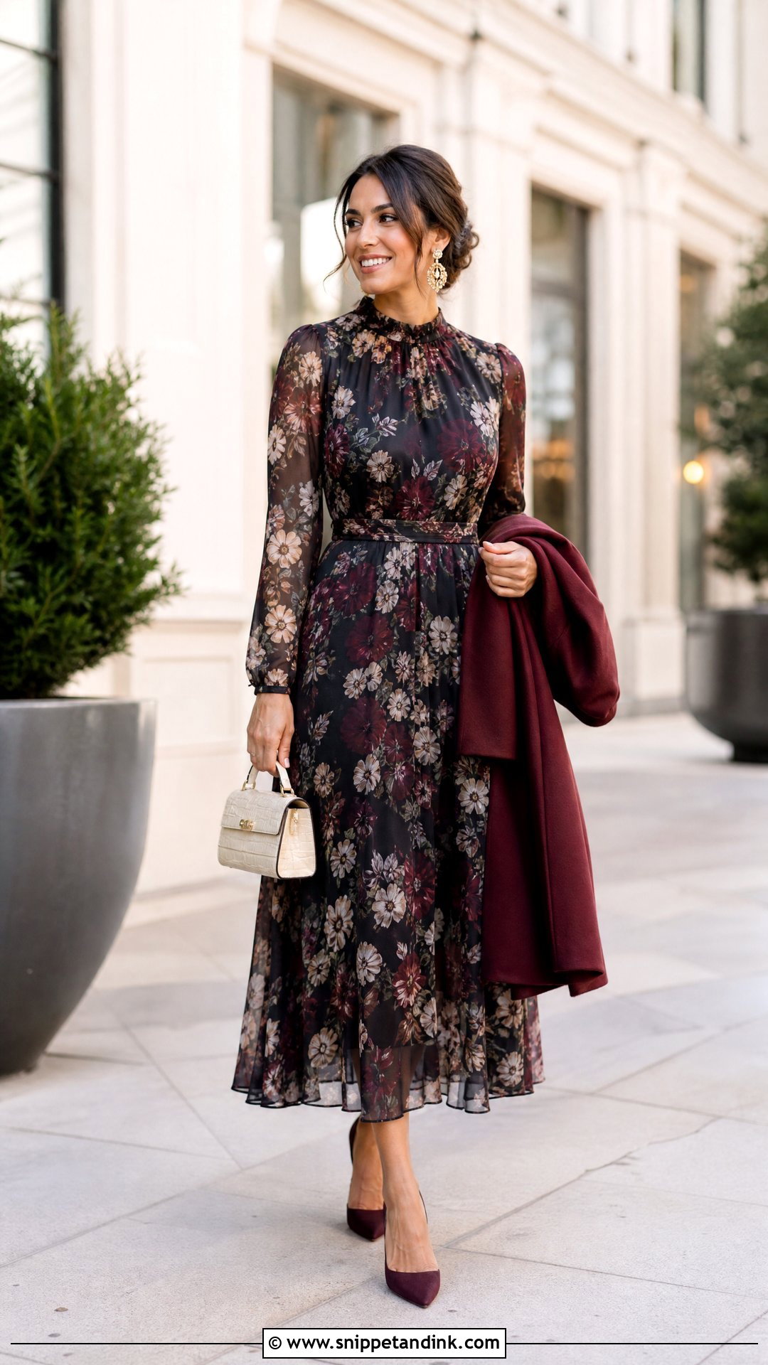 Long Sleeve Midi Dress Wedding Outfit - Snippet and Ink - 20 Wedding Outfits for Ladies
