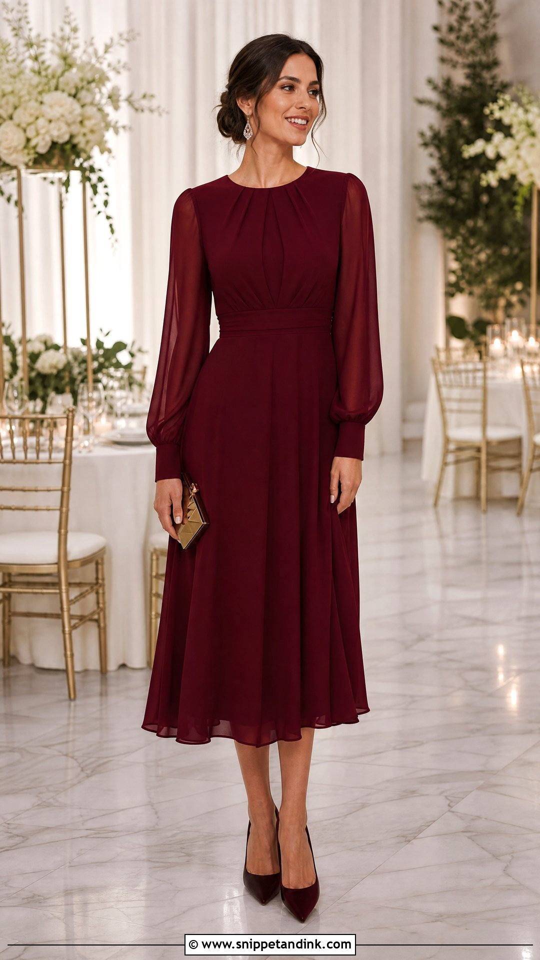 Long Sleeve Midi Dress for Wedding - Snippet and Ink - 25 Simple Dress for Wedding Ideas