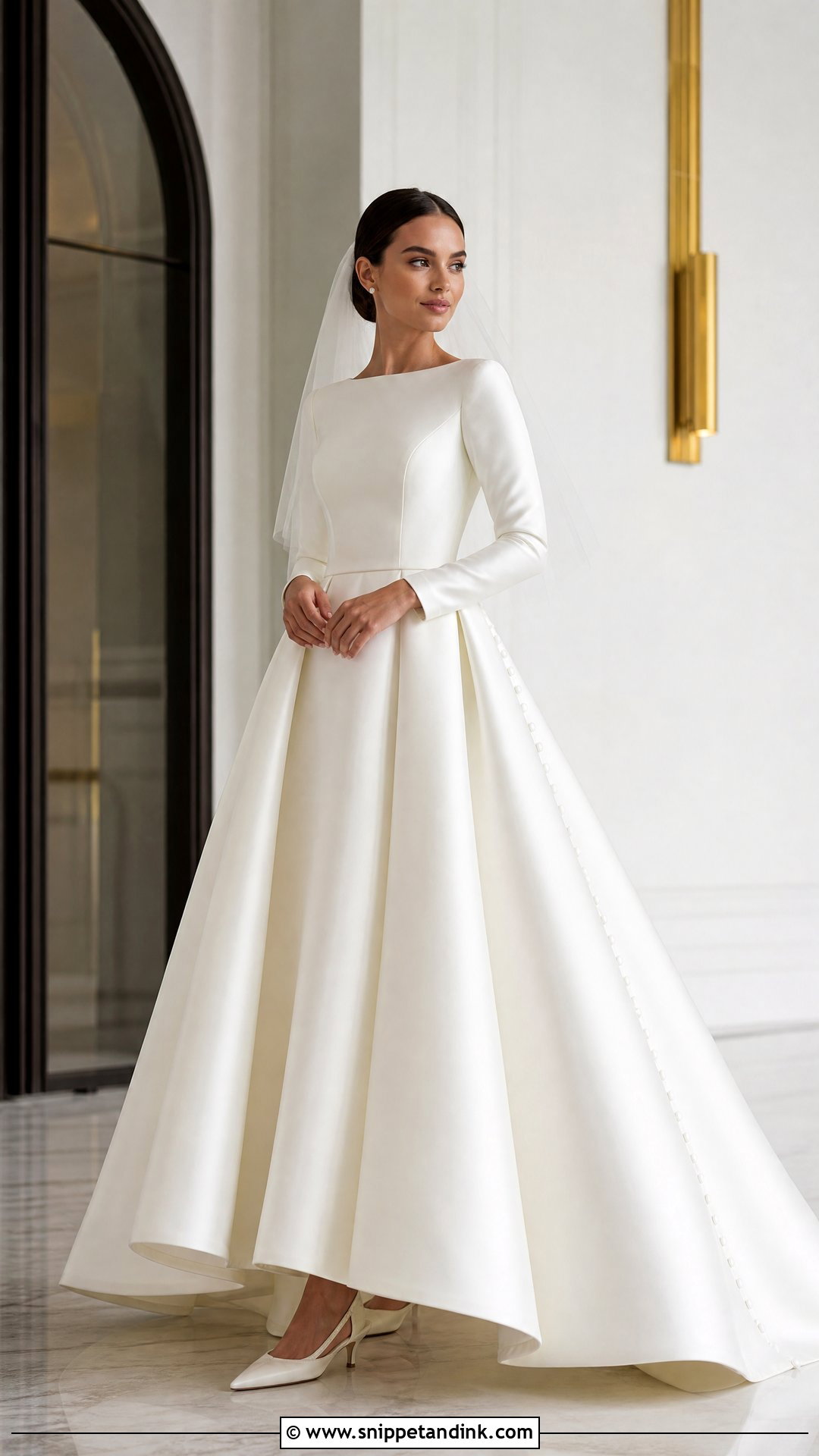 Long Sleeve Mikado Ball Gown Wedding Dress - Snippet and Ink - 20 Big Wedding Dresses Ball Gown