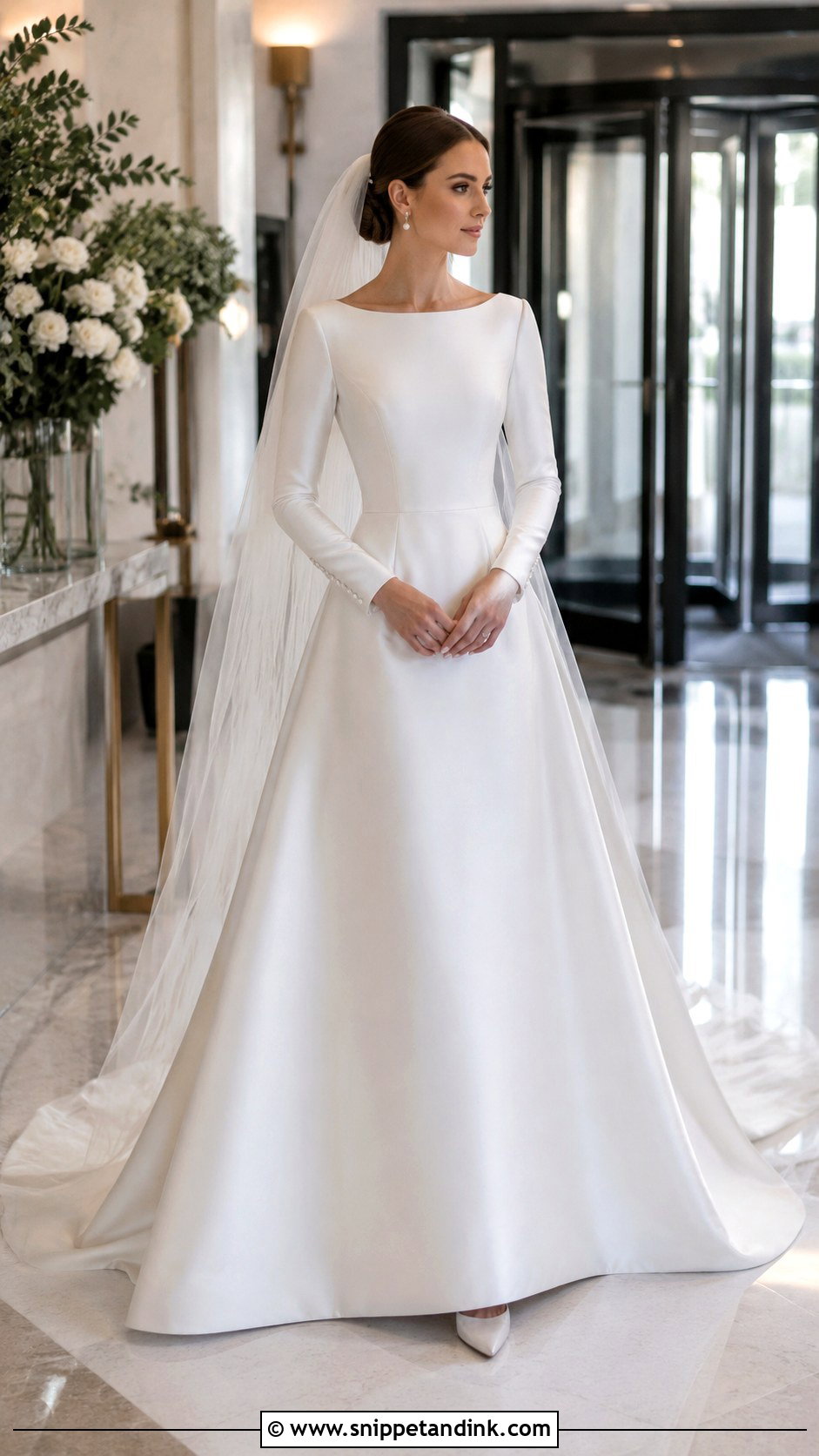 Long Sleeve Mikado Wedding Gown - Snippet and Ink - 20 Mikado Wedding Gown Ideas