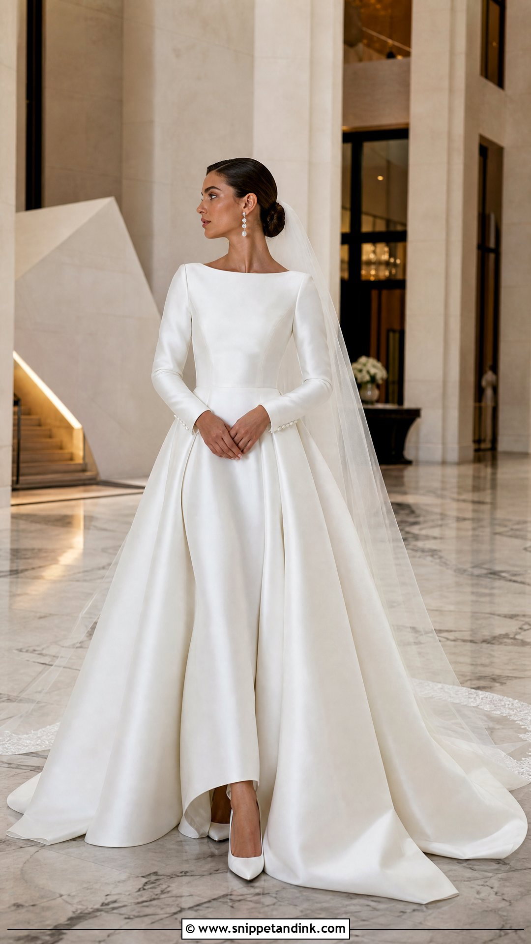 Long Sleeve Mikado Wedding Gown - Snippet and Ink - 20 Wedding Gown Long Sleeve Ideas