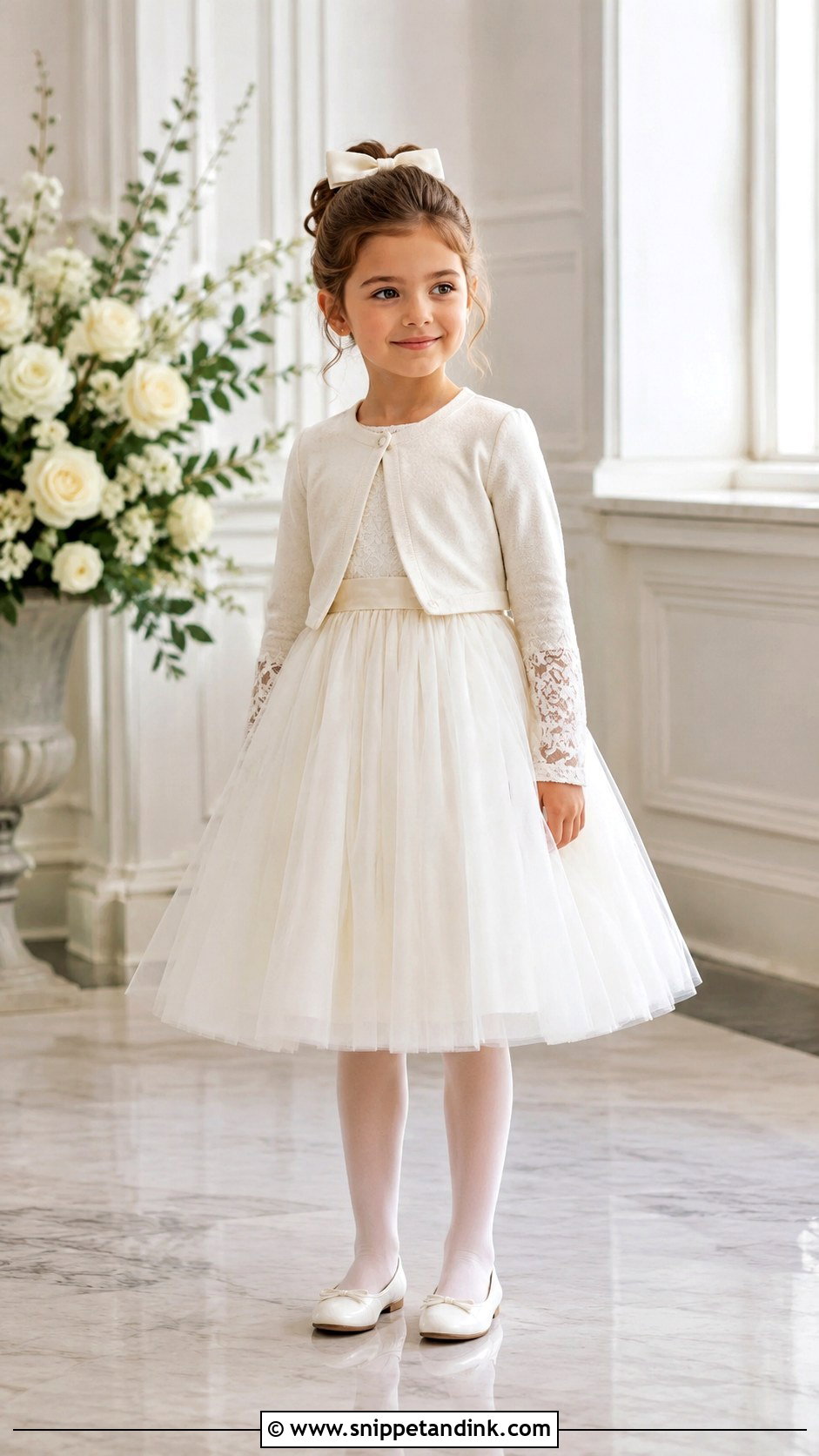 Long Sleeve Mini Bride Dress With White Flats - Snippet and Ink - 20 Mini Bride Dress Kids Ideas
