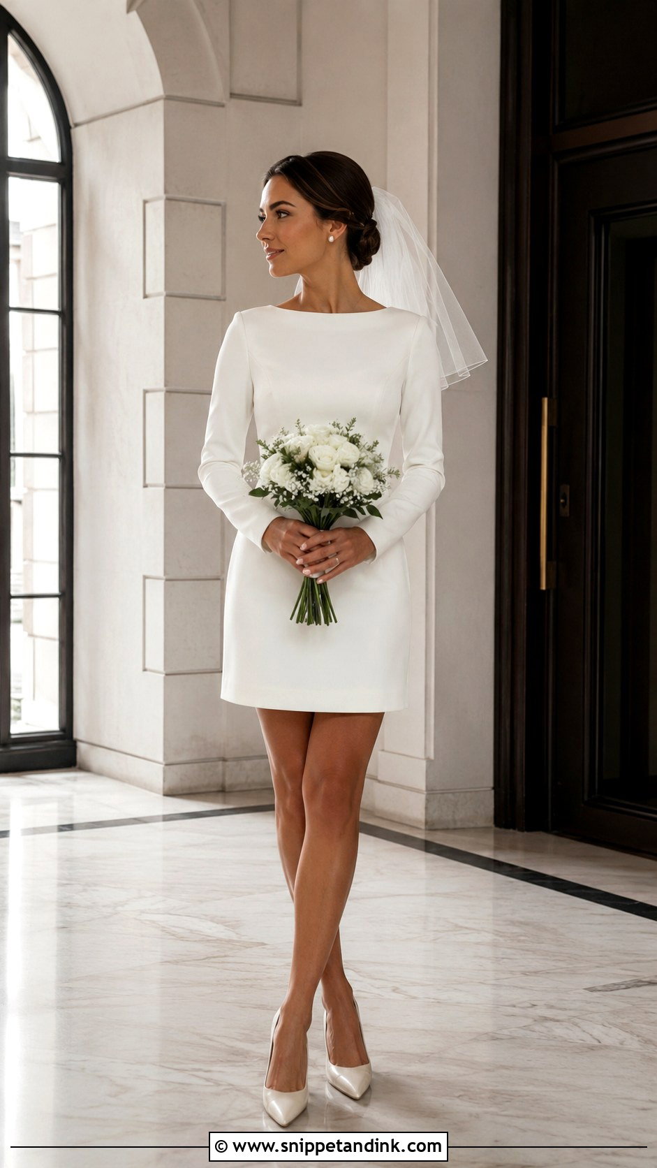 Long Sleeve Mini Wedding Dress With Pumps - Snippet and Ink - 25 Small Wedding Dress Ideas