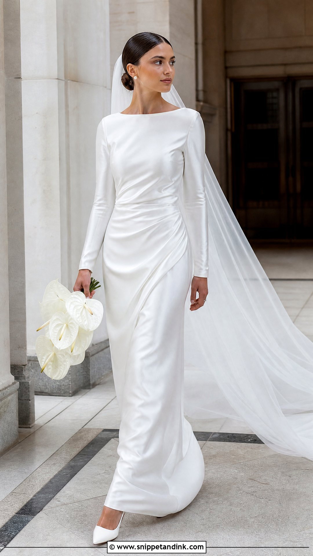 Long Sleeve Minimalist Satin Wedding Gown - Snippet and Ink - 25 Long Sleeve Wedding Gowns