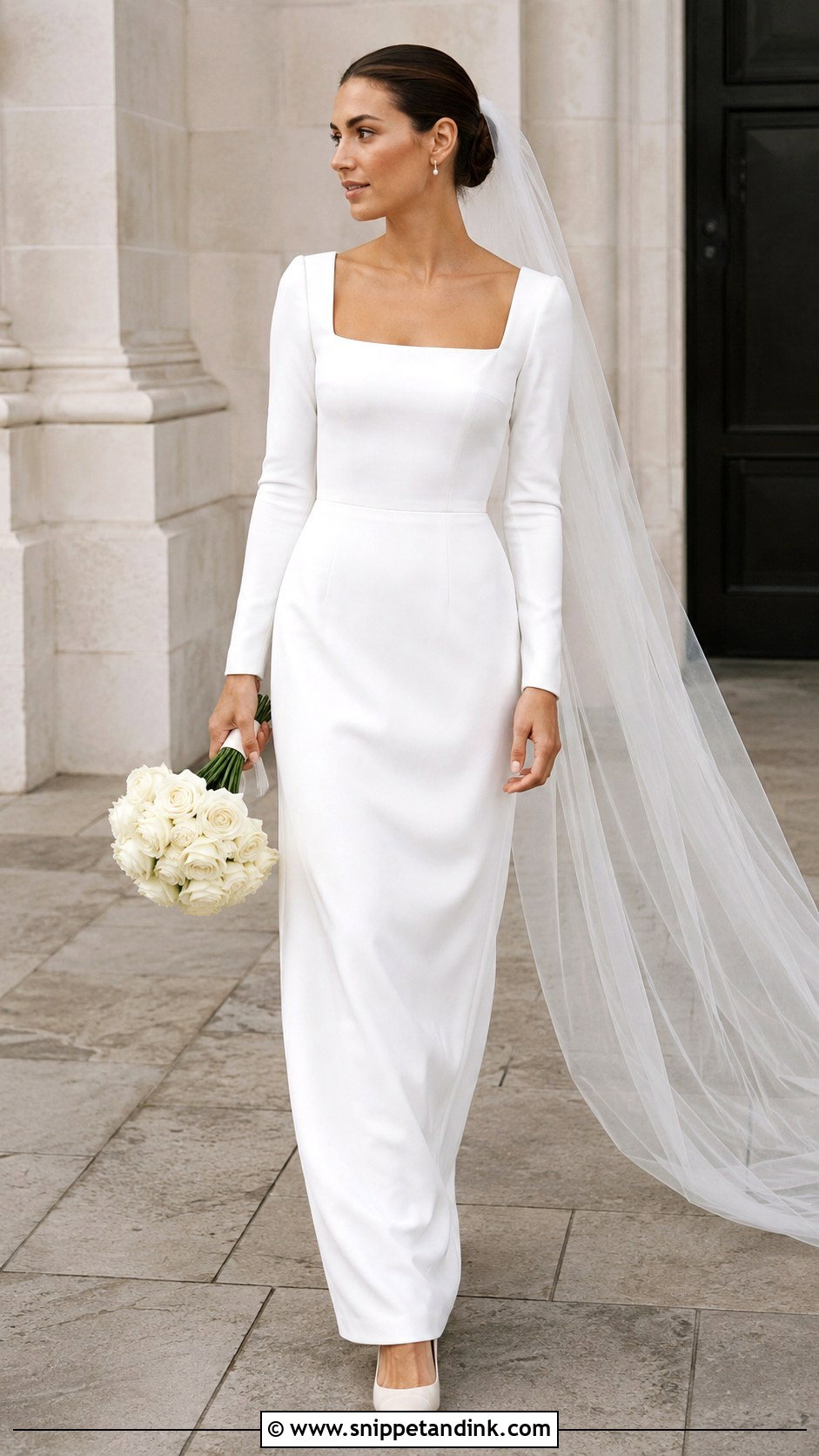 Long Sleeve Minimalist Wedding Dress - Snippet and Ink - 35 Long Sleeve Wedding Dress Ideas