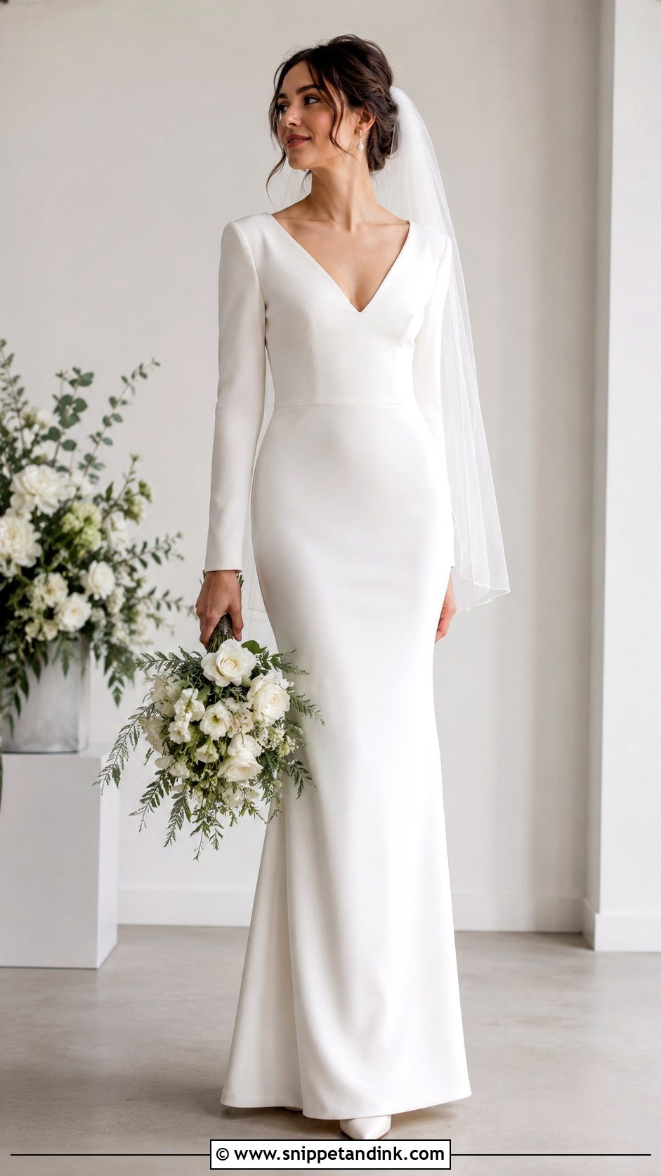 Long Sleeve Minimalist Wedding Dress - Snippet and Ink - 20 Simple Chic Wedding Dress Ideas